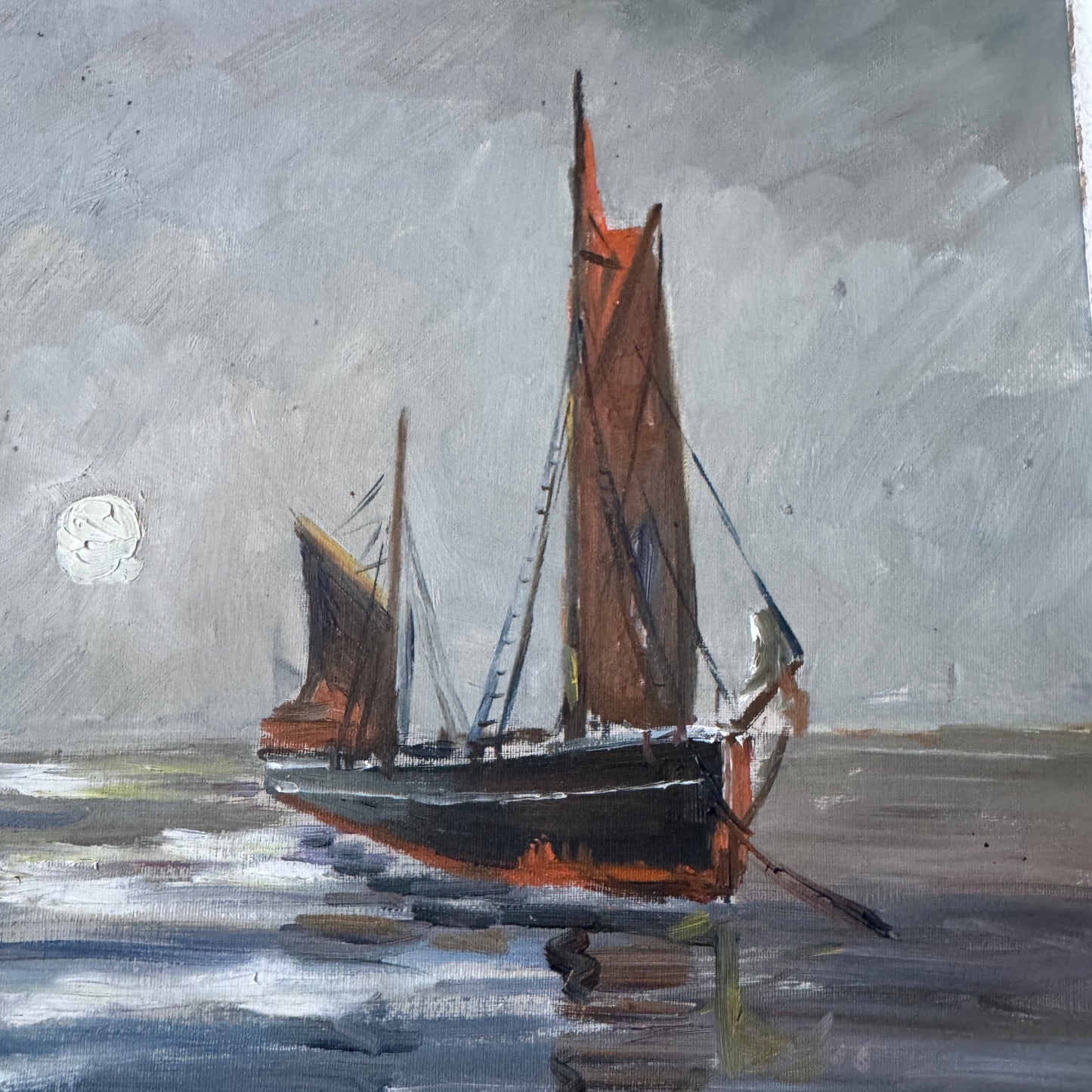 Succession 1954. Vintage Scandinavian Oil Painting.