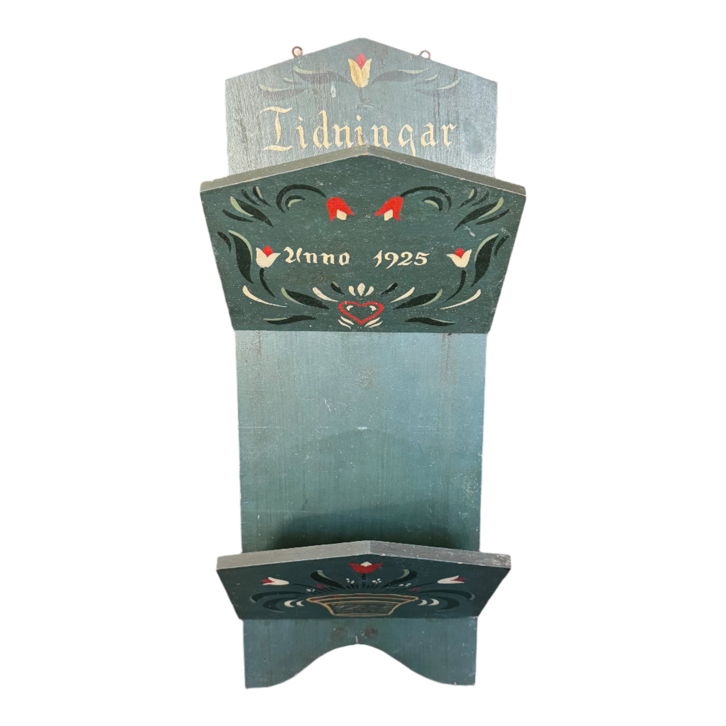 Antique Folk Art Wooden Magazine Newspaper Rack. Sweden