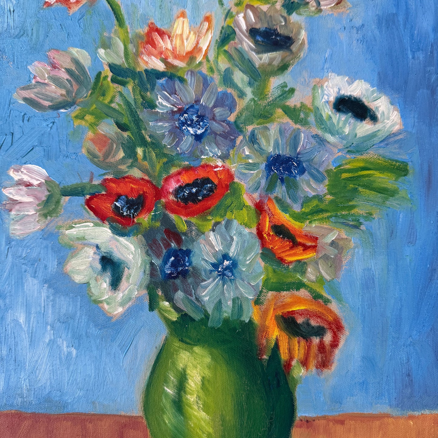 A Vase of Joy 1948. Vintage Scandinavian Oil Painting.