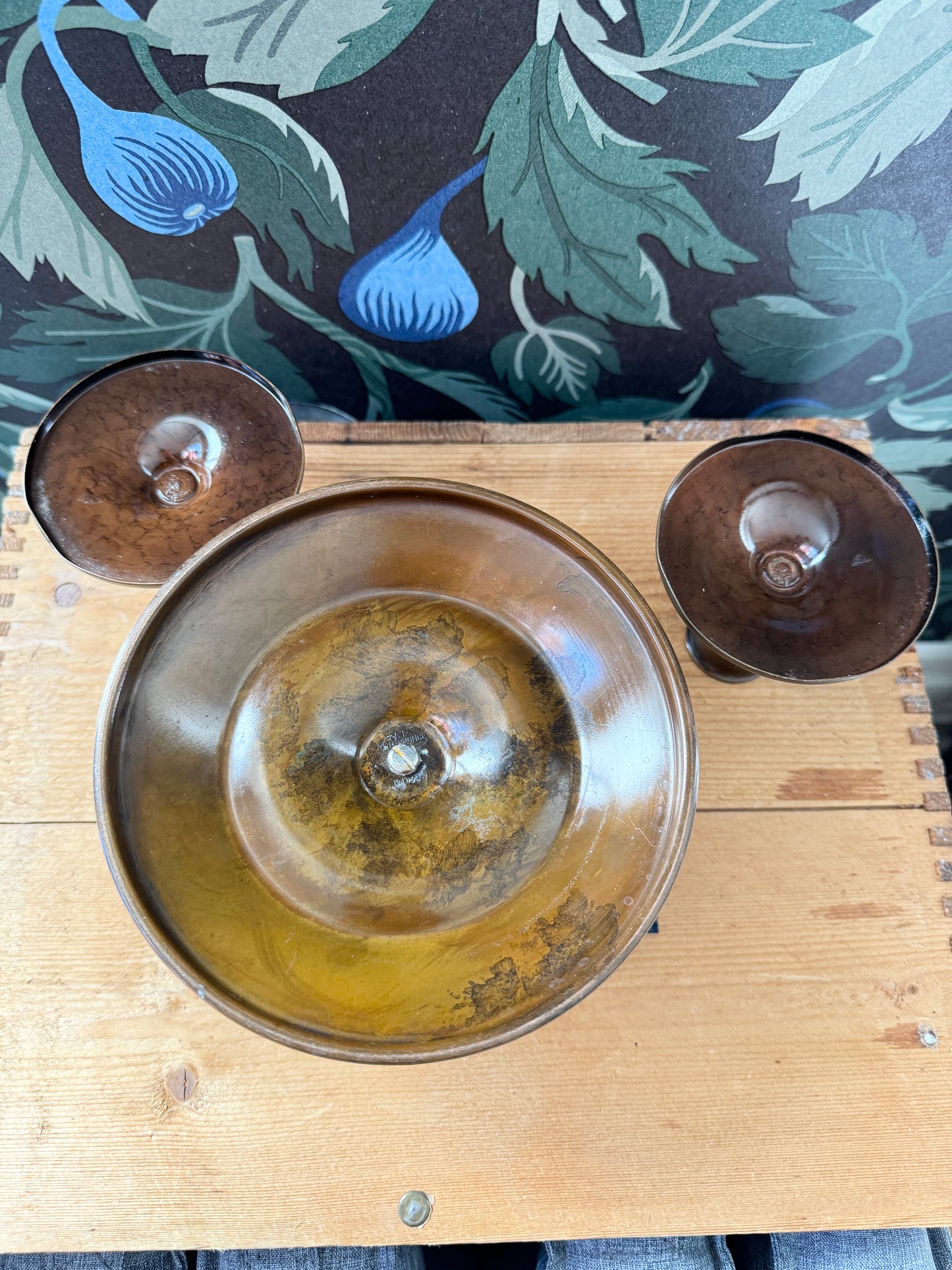 Three Vintage Art Deco Bronze Candlesticks. Denmark and Sweden.