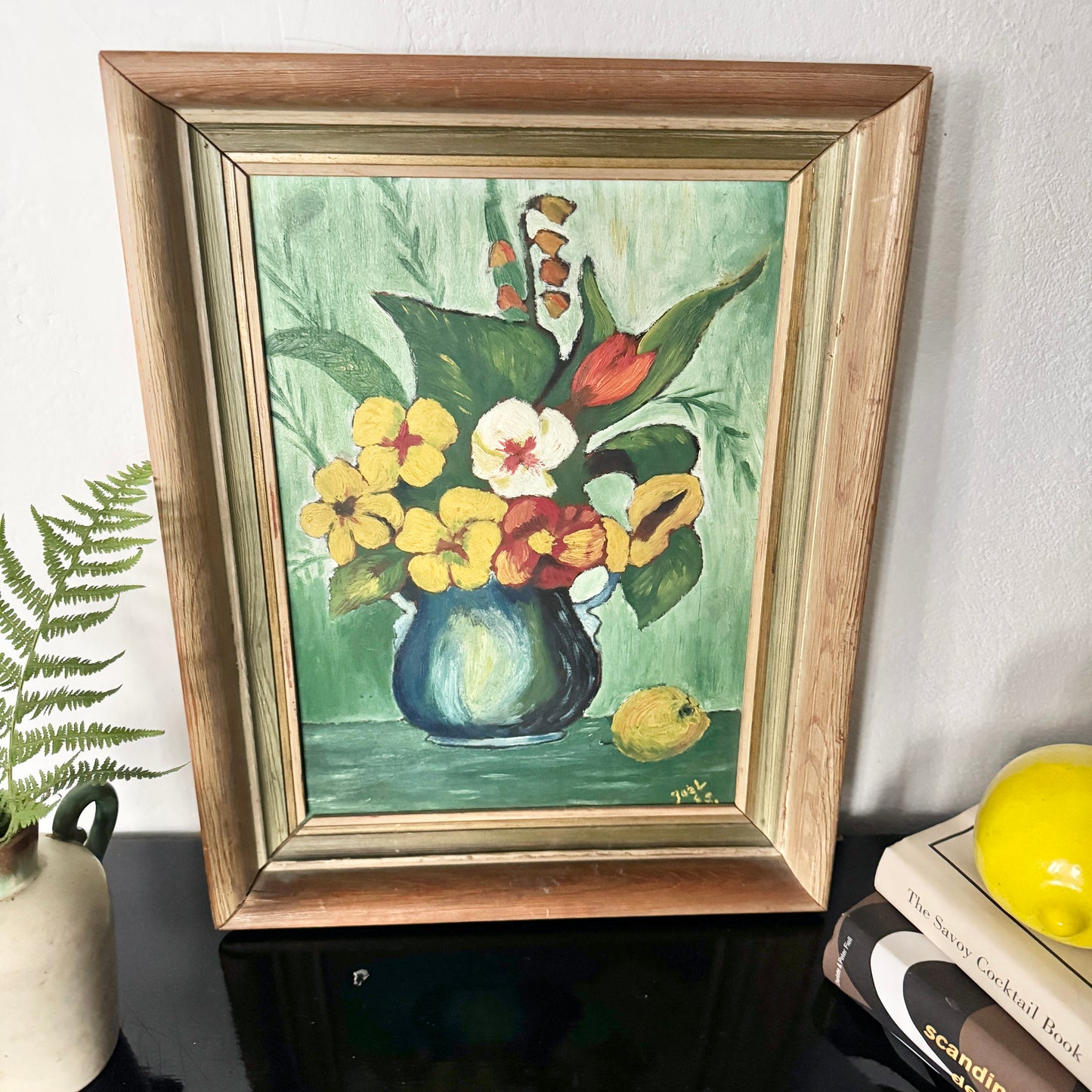 Green Days of Peace 1945. Vintage Scandinavian Oil Painting.