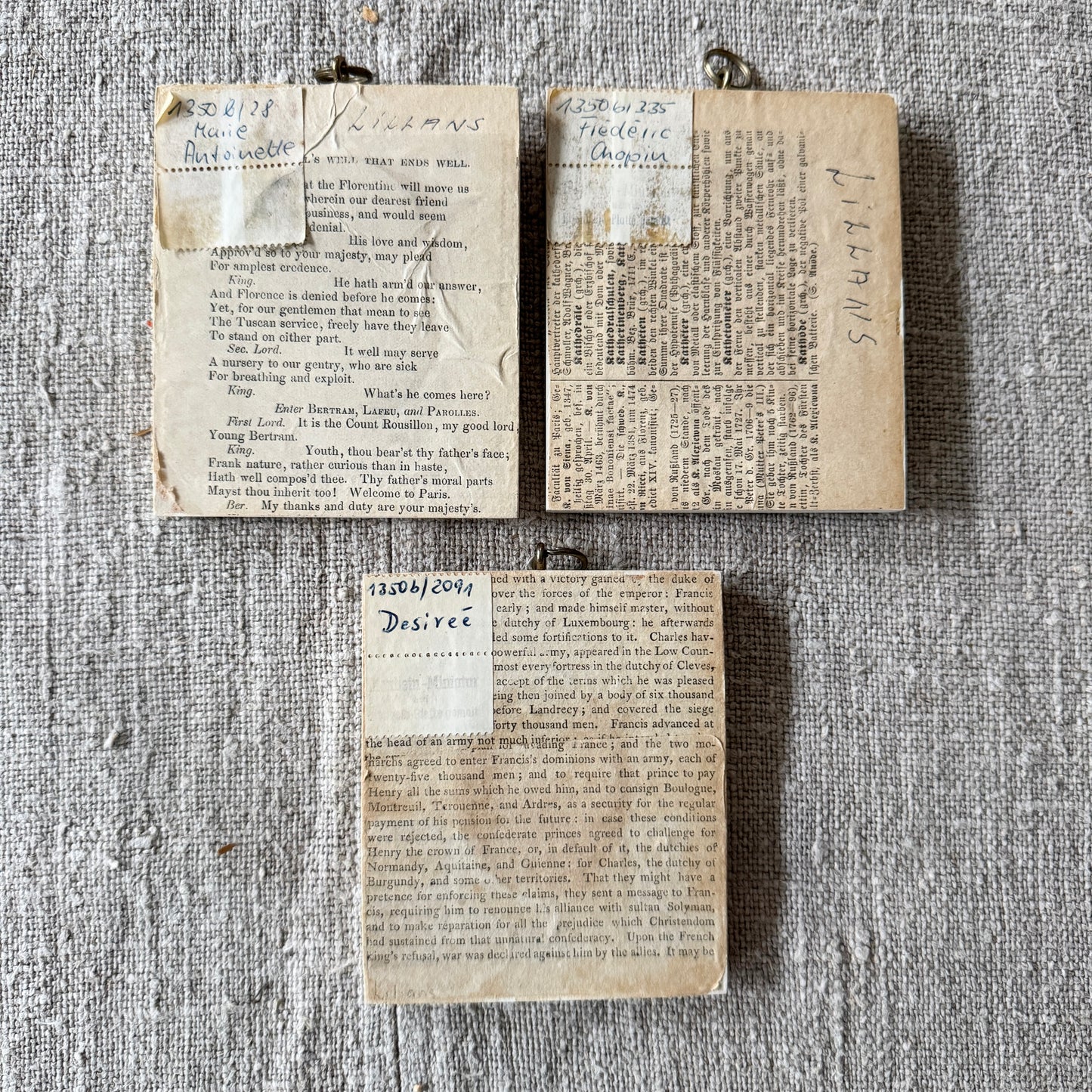 Three Miniature Paintings. Marie-Antoinette, Chopin, Desireé