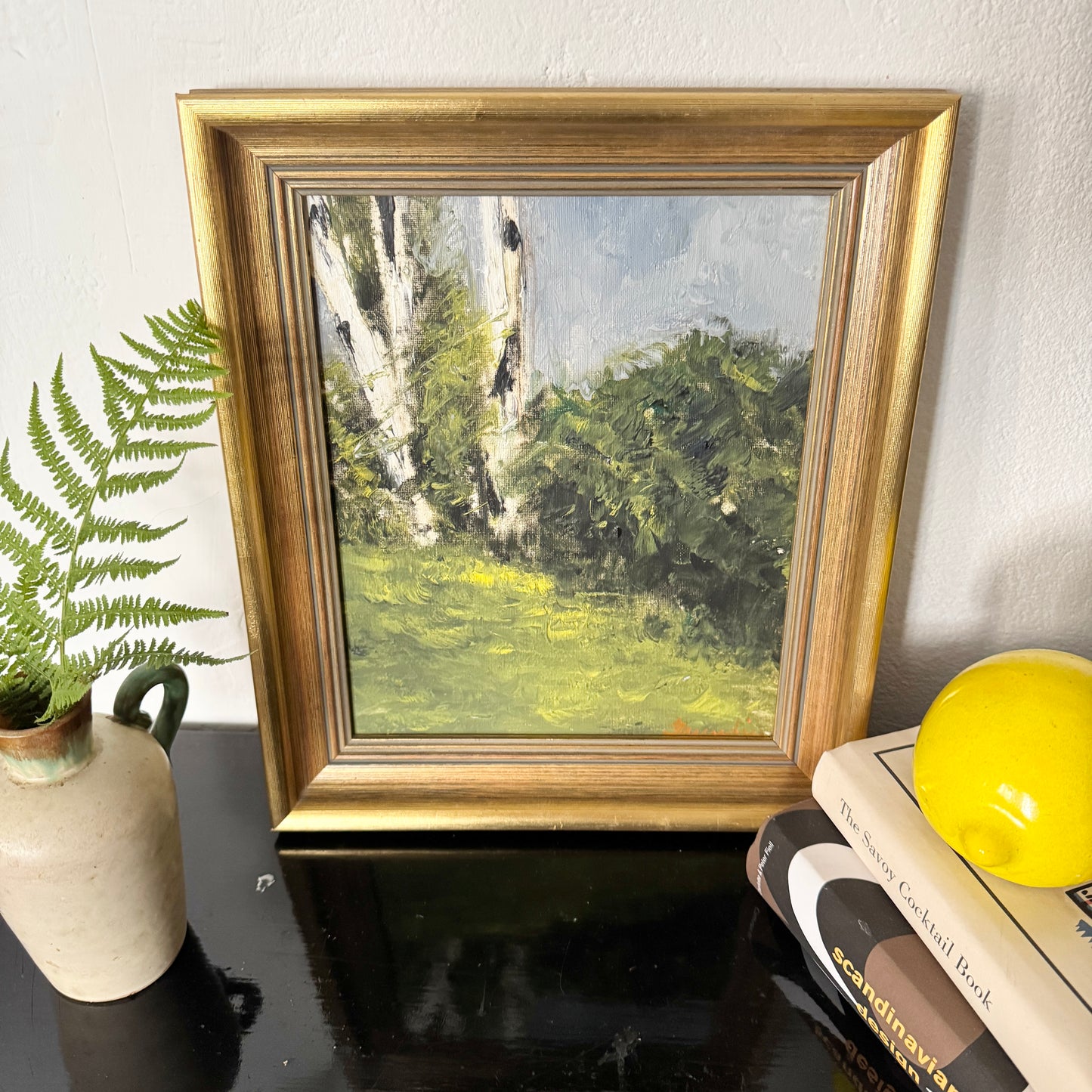 Among the Birches. Vintage Swedish Oil Painting by Hanna Brundin