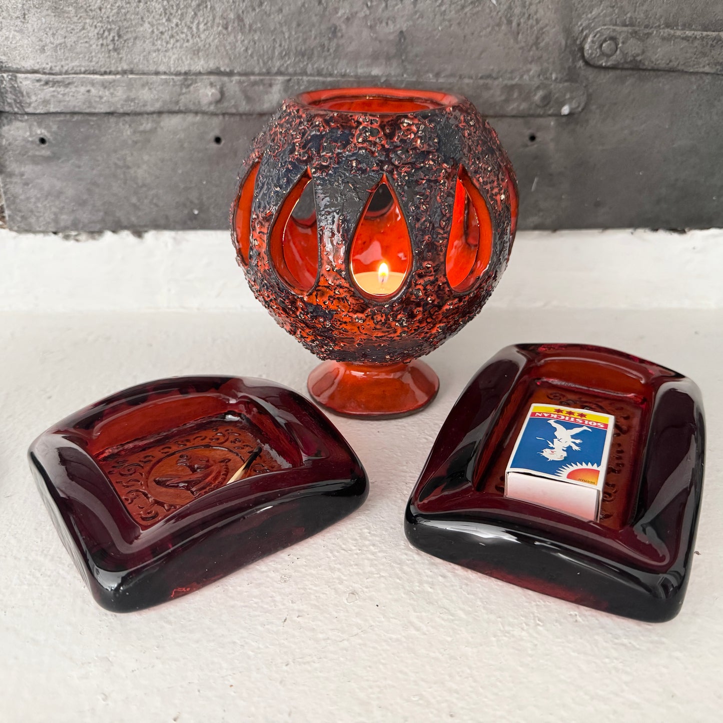 Mid-century Swedish Vignette in Glass and Clay.