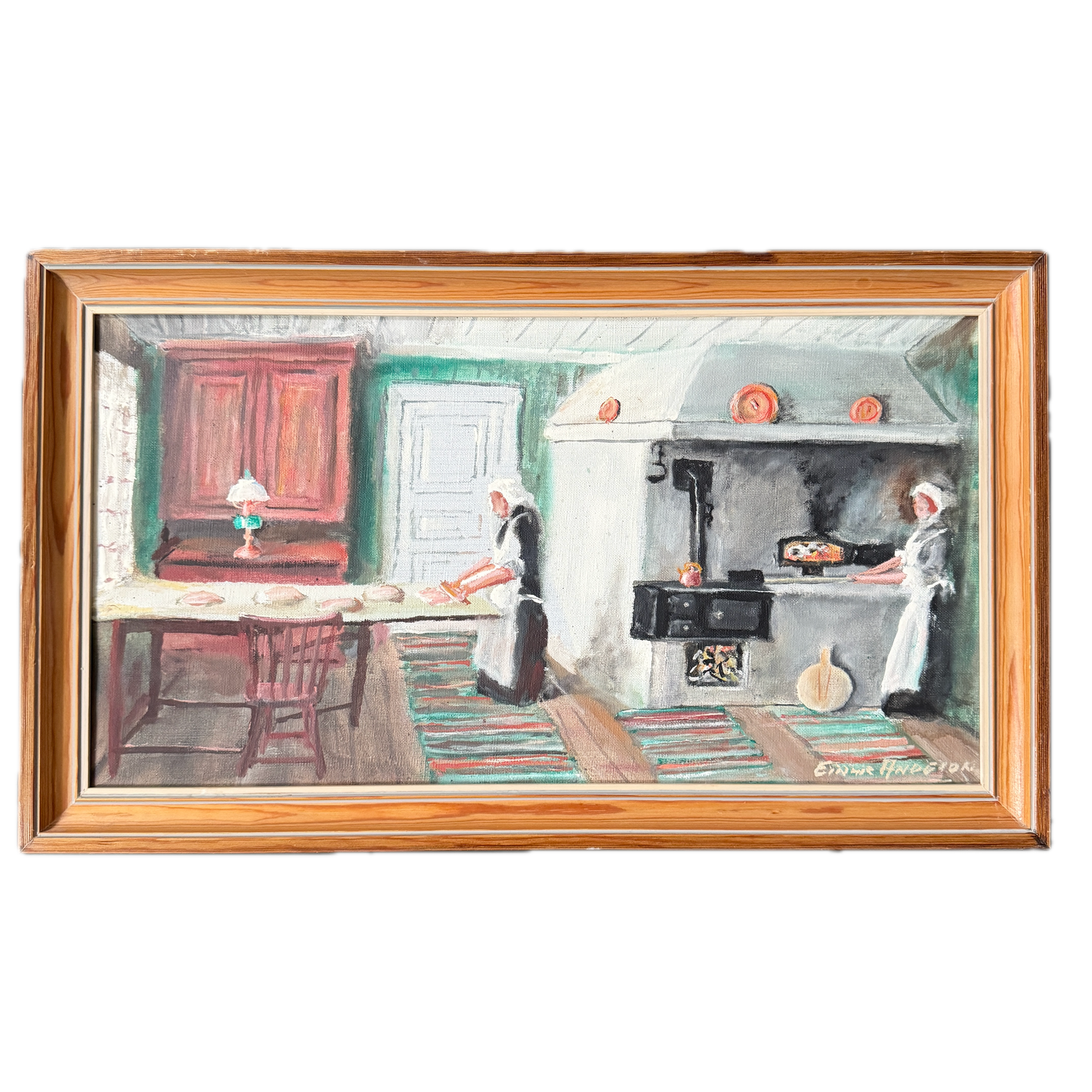 The Warmth of Tradition. Vintage Swedish Oil Painting.