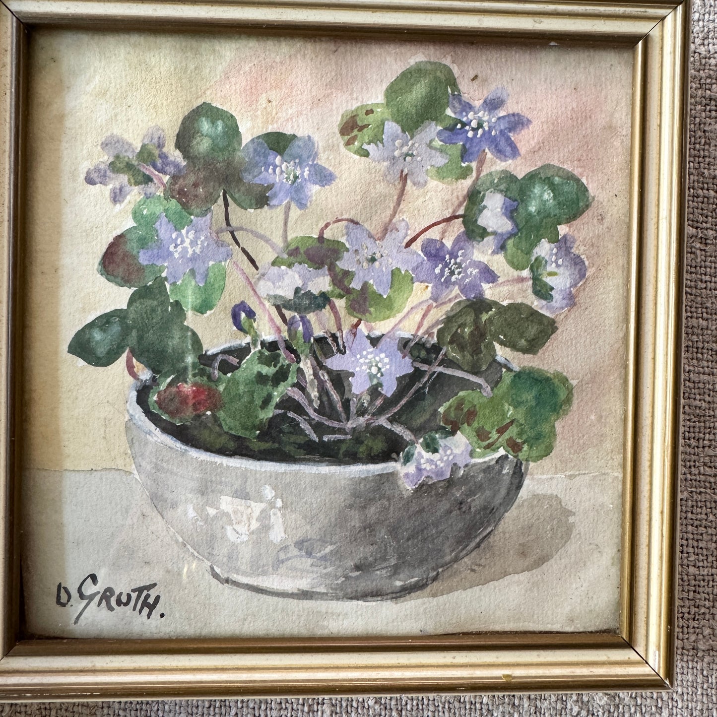 The Scandi Summer Wall. Three Vintage Small Flower Paintings.