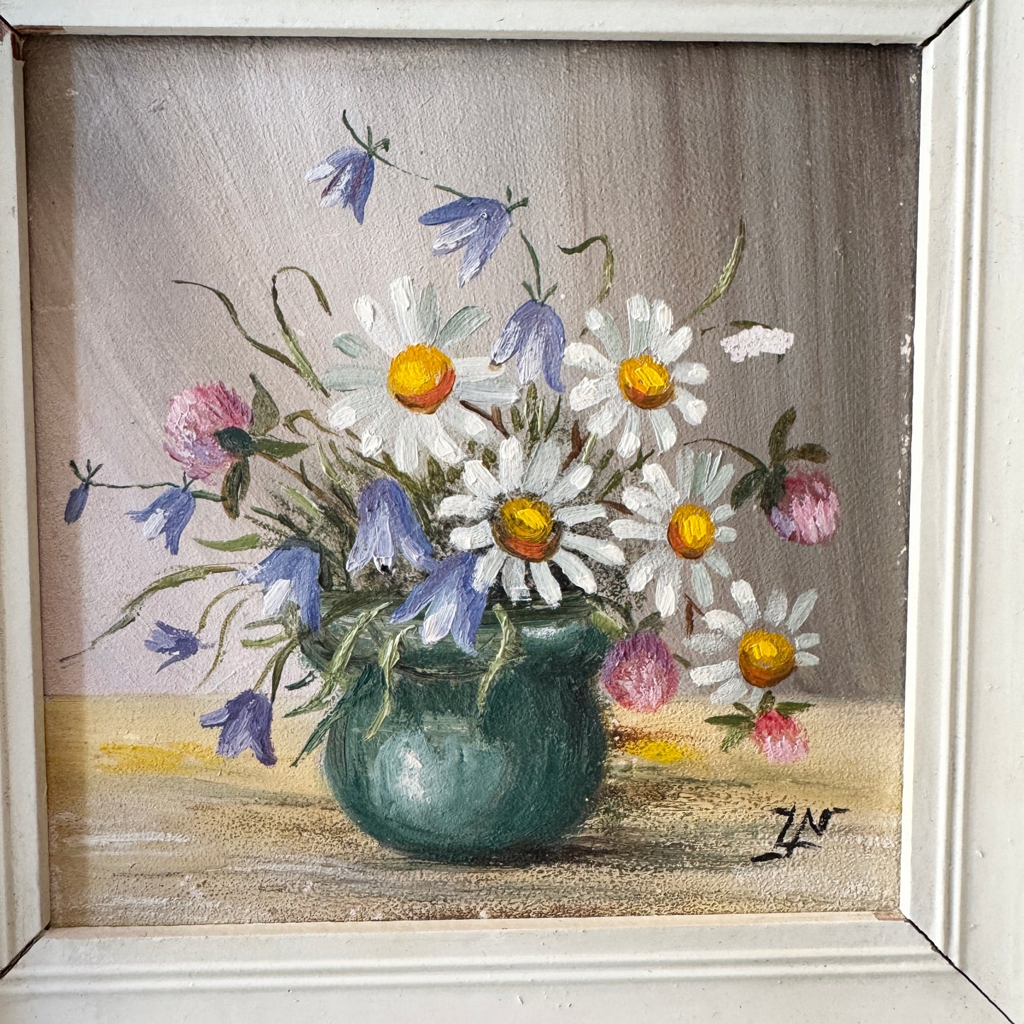 The Scandi Summer Wall. Three Vintage Small Flower Paintings.