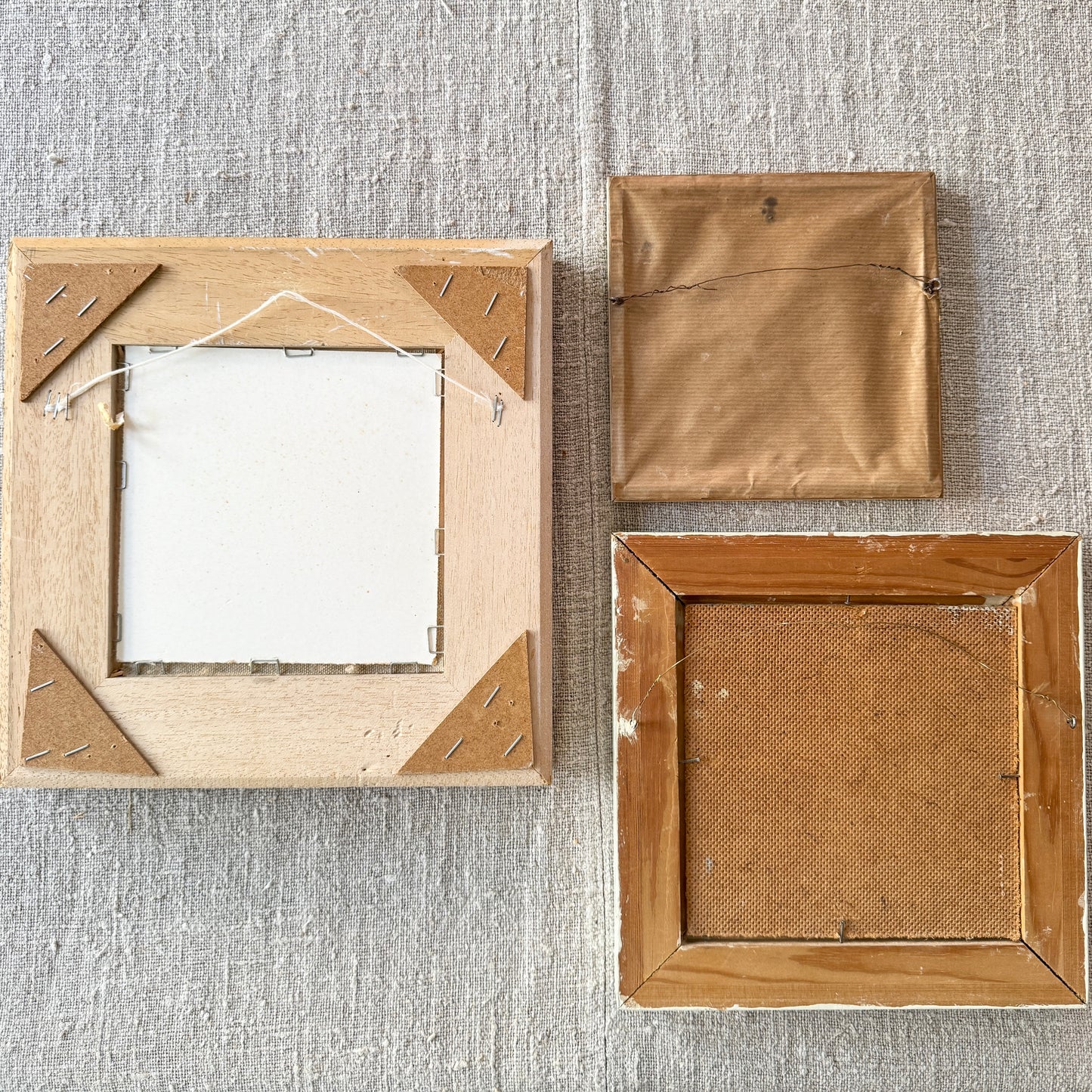 The Scandi Summer Wall. Three Vintage Small Flower Paintings.