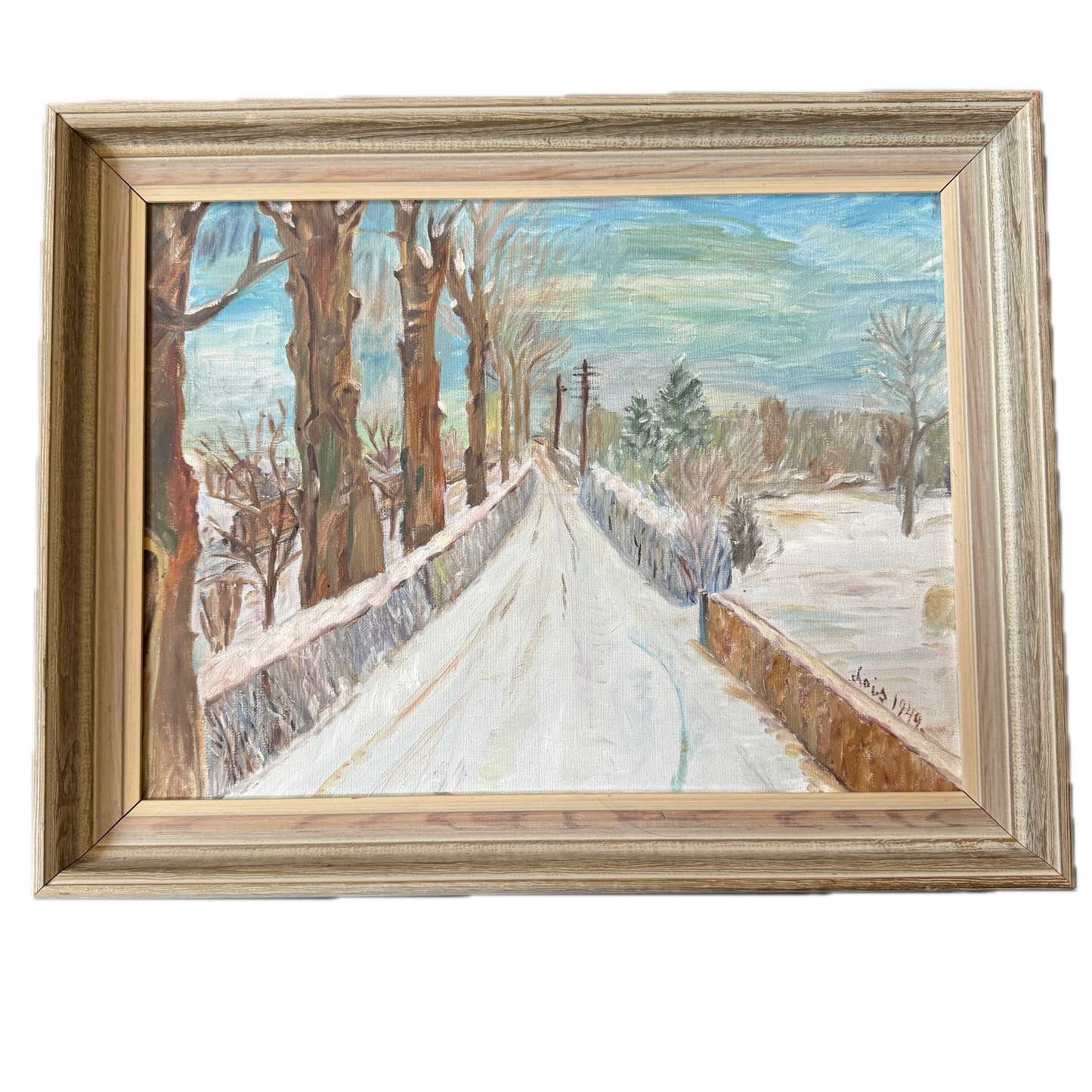 Where the Road Disappears, 1949. Vintage Swedish Oil Painting.