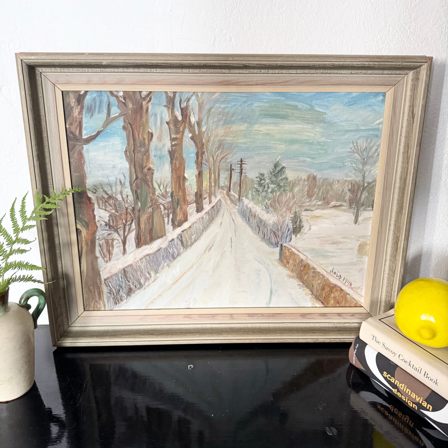 Where the Road Disappears, 1949. Vintage Swedish Oil Painting.