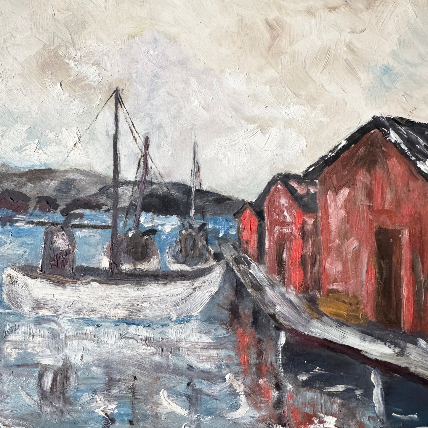 Salt Air and Red Timber, 1949. Vintage Swedish Oil Painting.