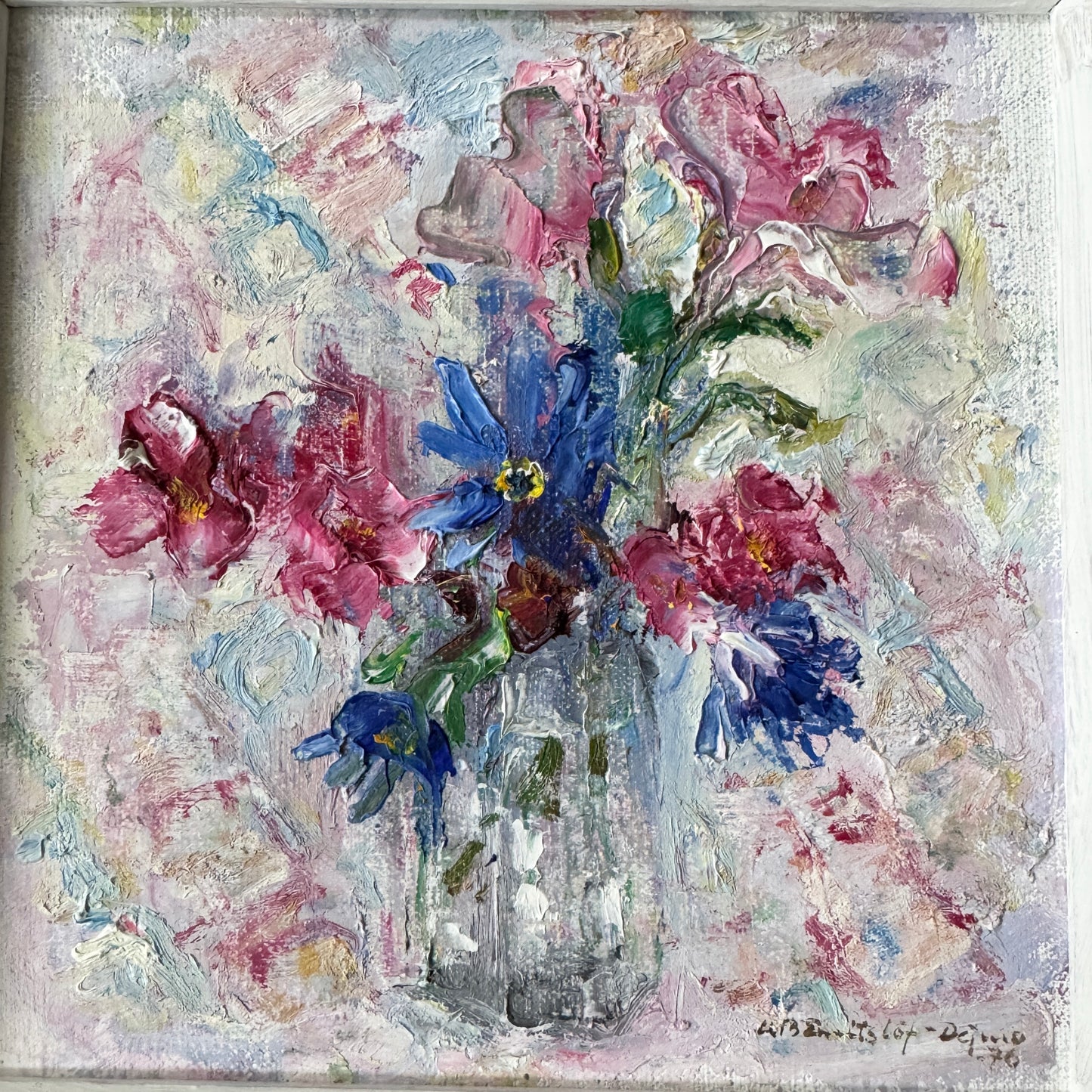 Småblommor. Vintage Swedish Oil Painting by Ulla-Britta Emitslöf-Dejmo