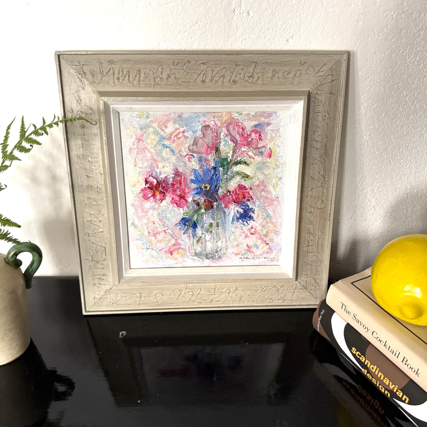 Småblommor. Vintage Swedish Oil Painting by Ulla-Britta Emitslöf-Dejmo