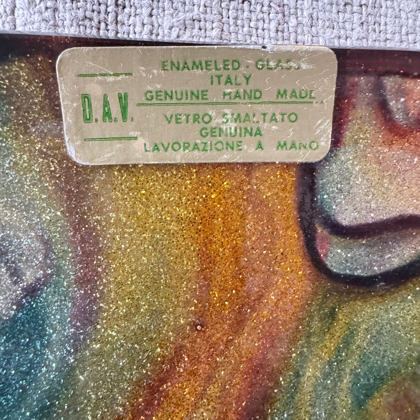 D.A.V Italy ca 1950s. Vintage Hand-made Enamelled Glass Dish.