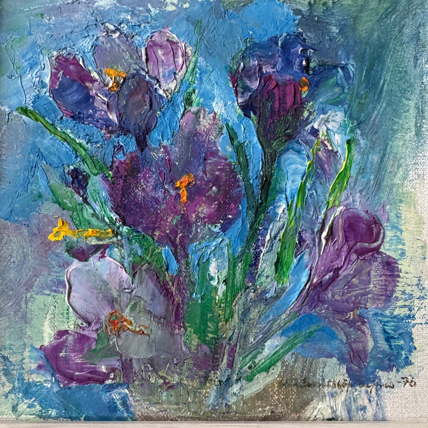 Crocus. Vintage Swedish Oil Painting by Ulla-Britta Emitslöf-Dejmo