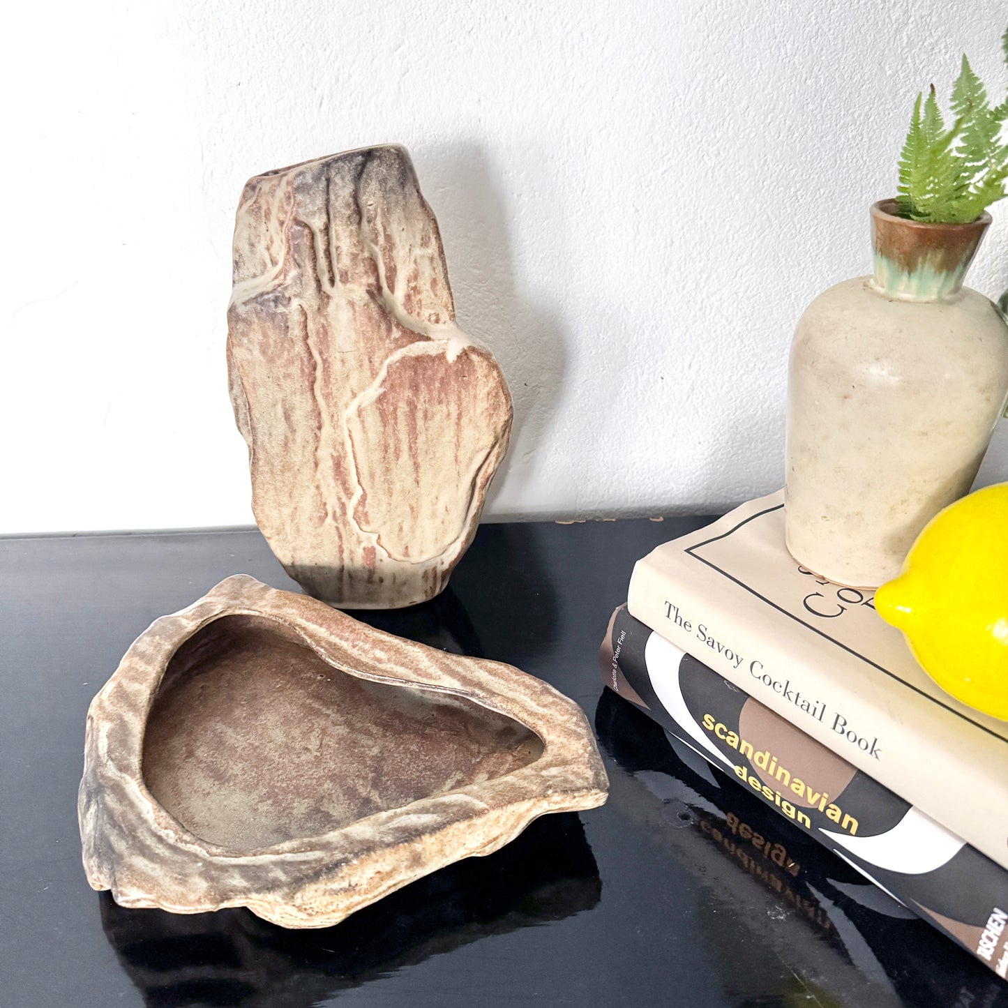 Helmut Schäffenacker, Germany ca 1970s. Vintage Ceramic Vase and Tray.