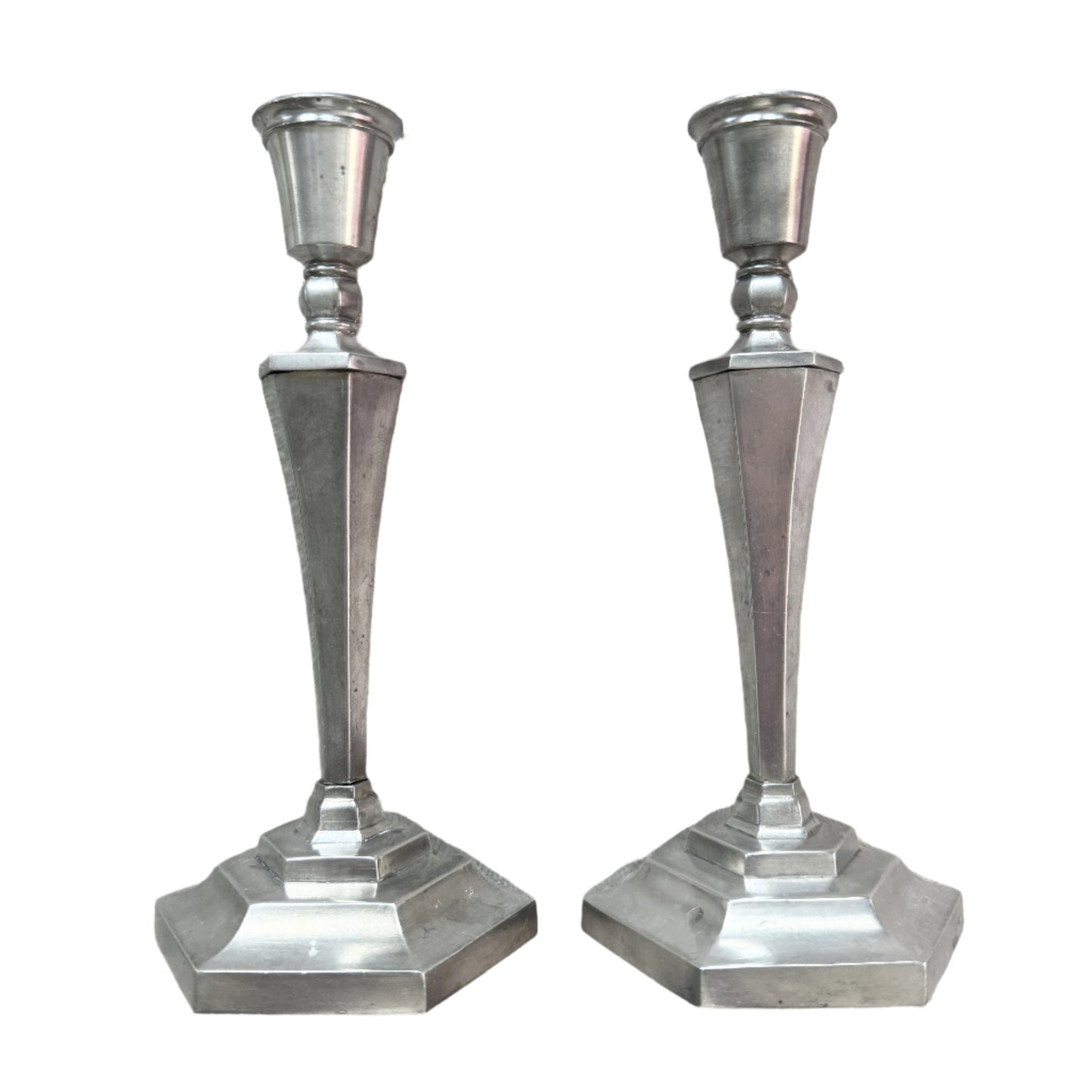 Sweden year 1930. Vintage Art Deco Pewter Candlesticks
