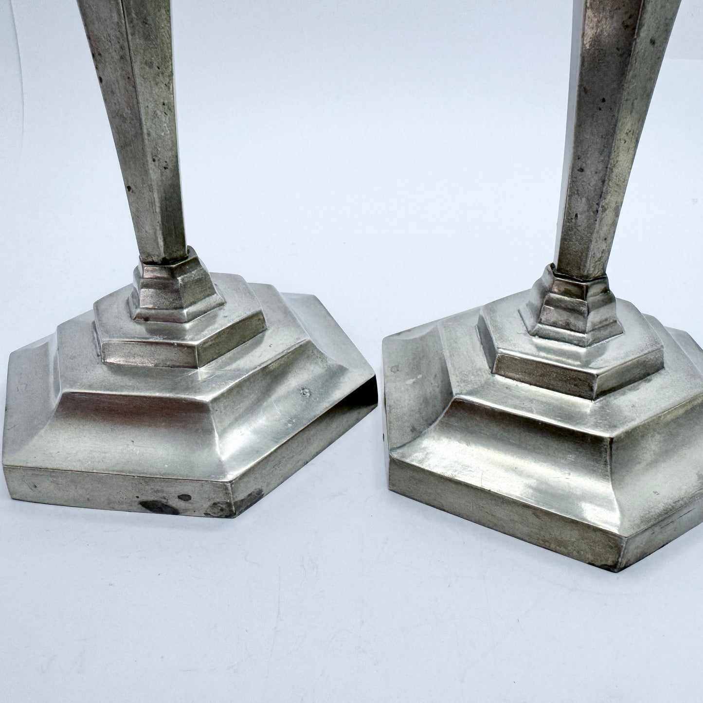 Sweden year 1930. Vintage Art Deco Pewter Candlesticks