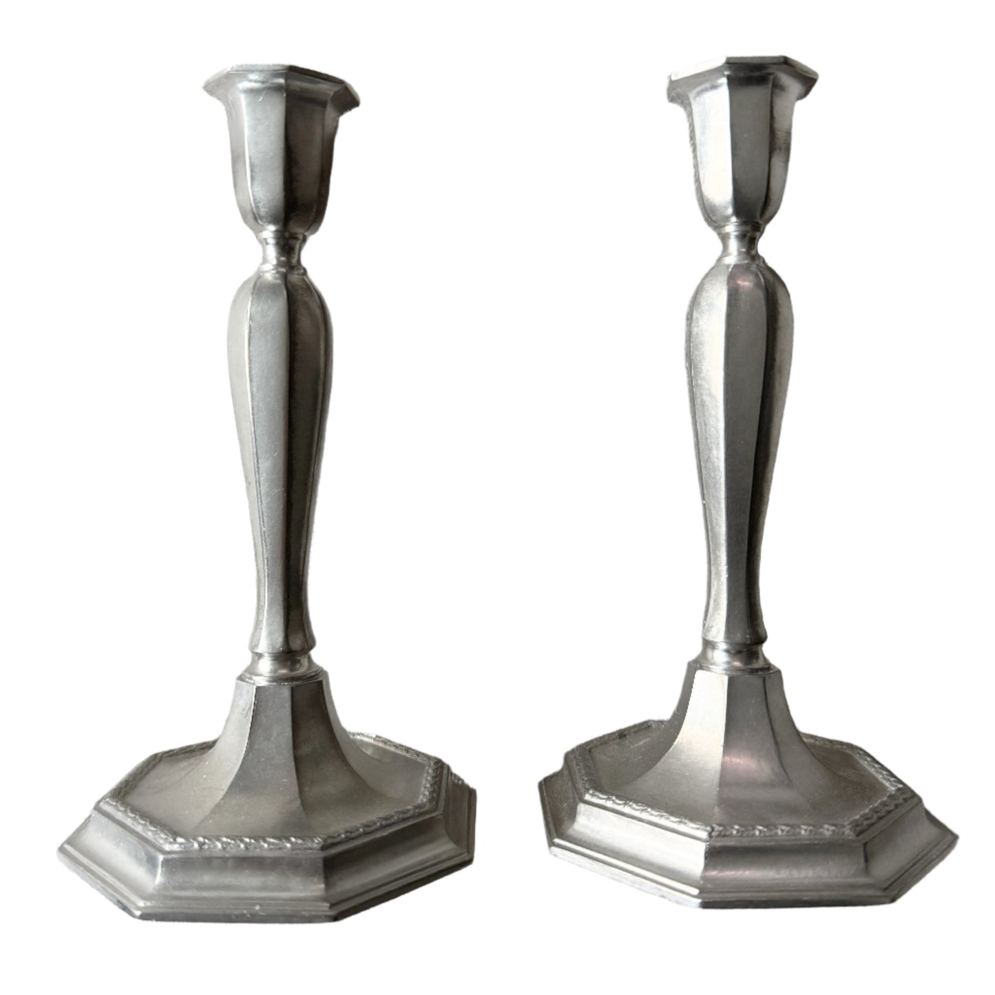 JLH, Sweden 1962. Vintage Mid-century Pewter Candlesticks