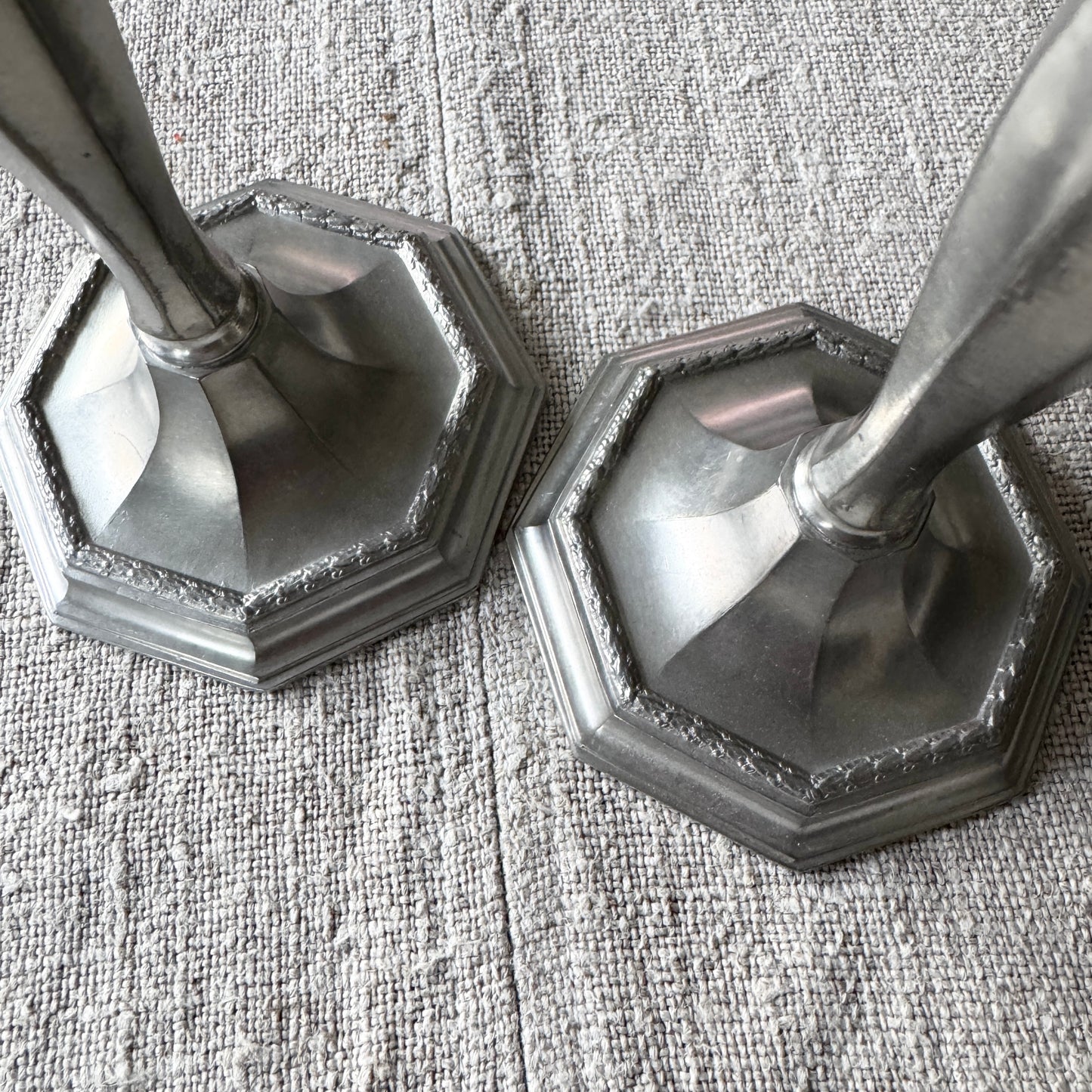 JLH, Sweden 1962. Vintage Mid-century Pewter Candlesticks
