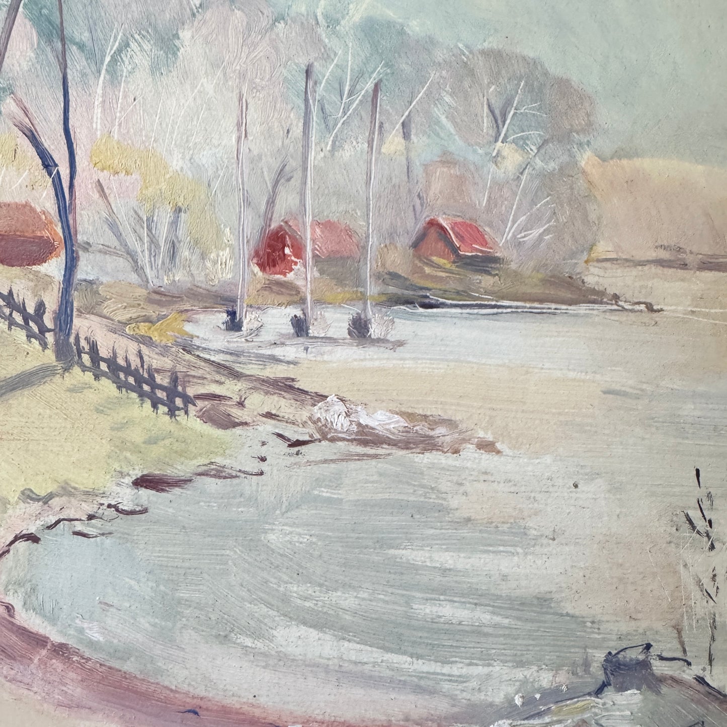 Djurgården 1943. Vintage Swedish Oil Painting.