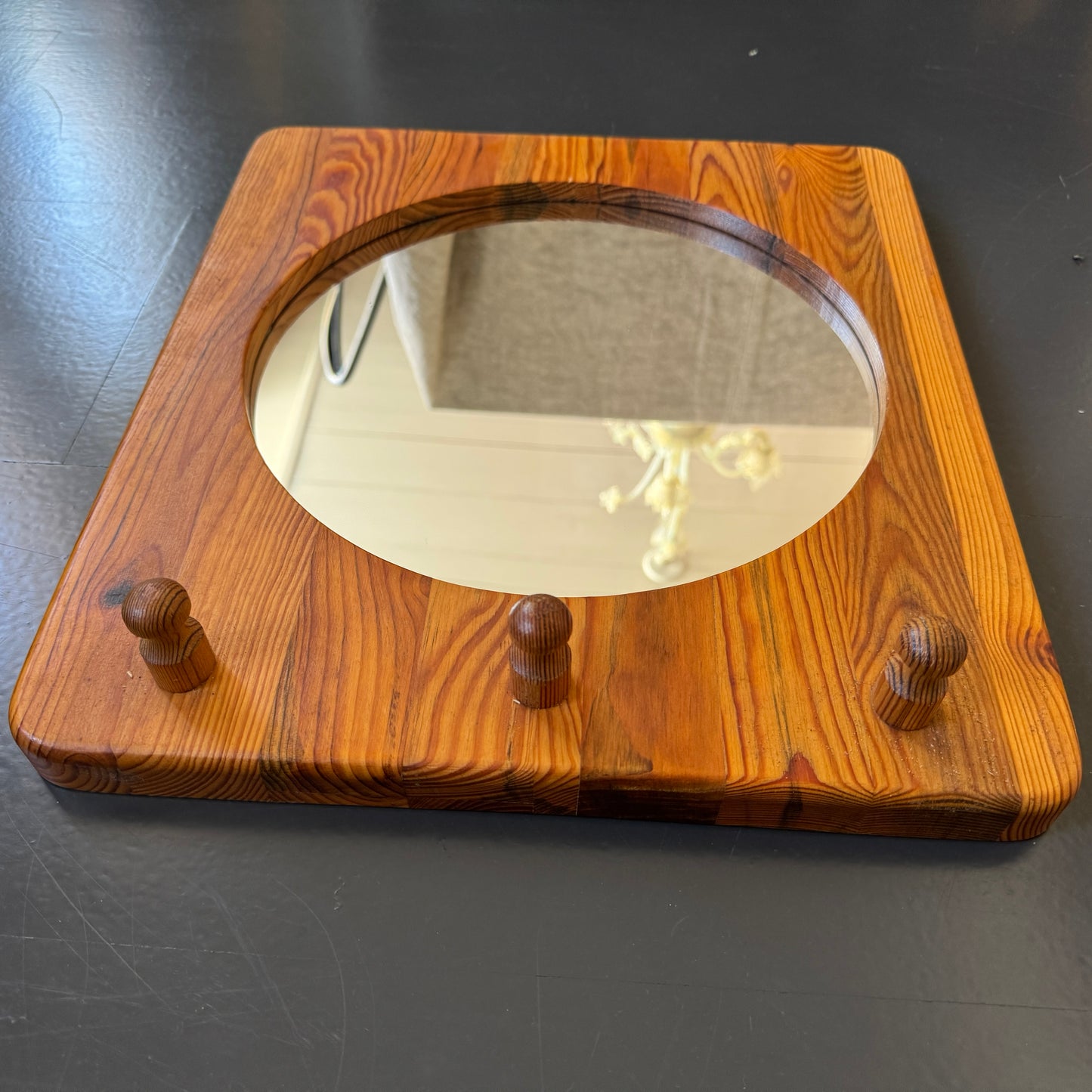 Stig Johnsson for Smålandsslöjd, Sweden 1970s. Vintage Wall Mirror in Pine.