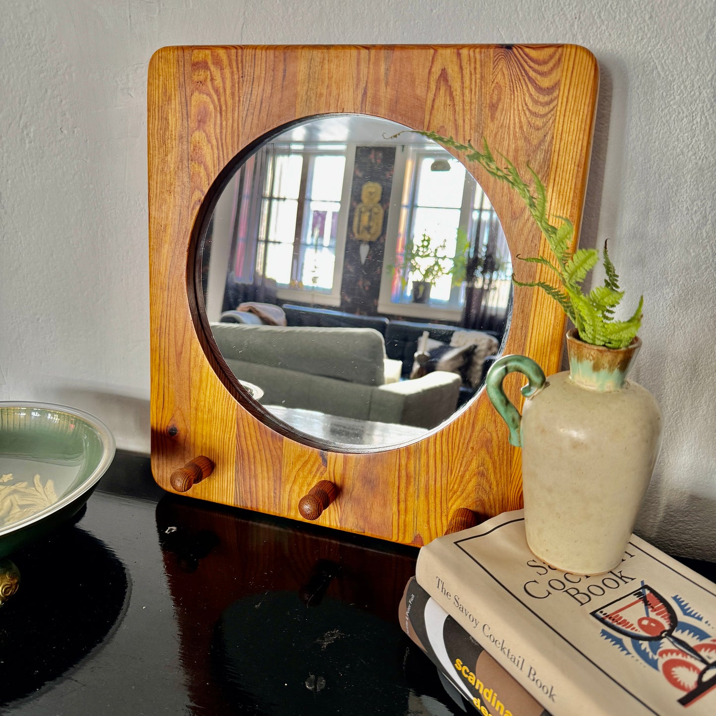 Stig Johnsson for Smålandsslöjd, Sweden 1970s. Vintage Wall Mirror in Pine.