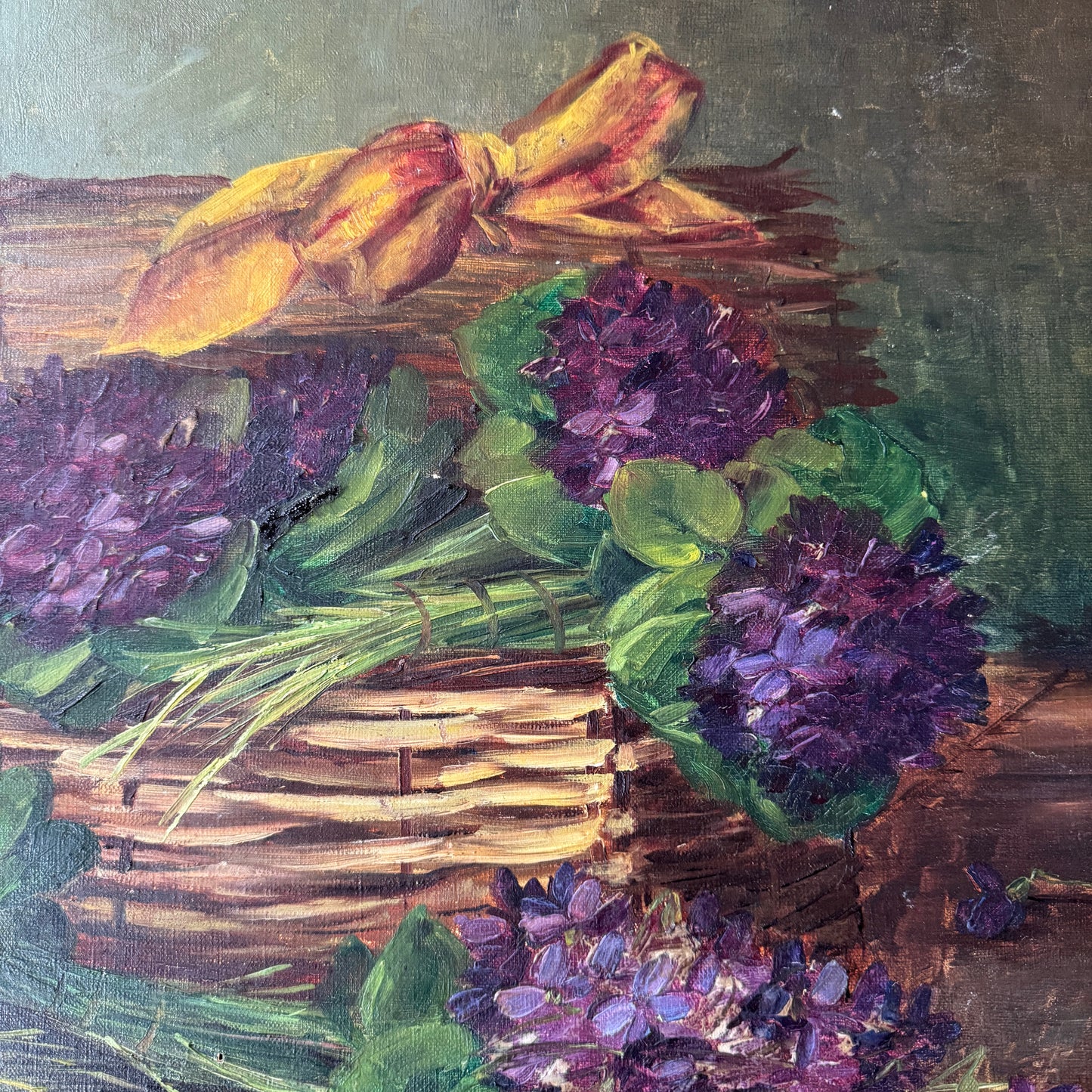 Penier Fleuri. Antique French Oil Painting.