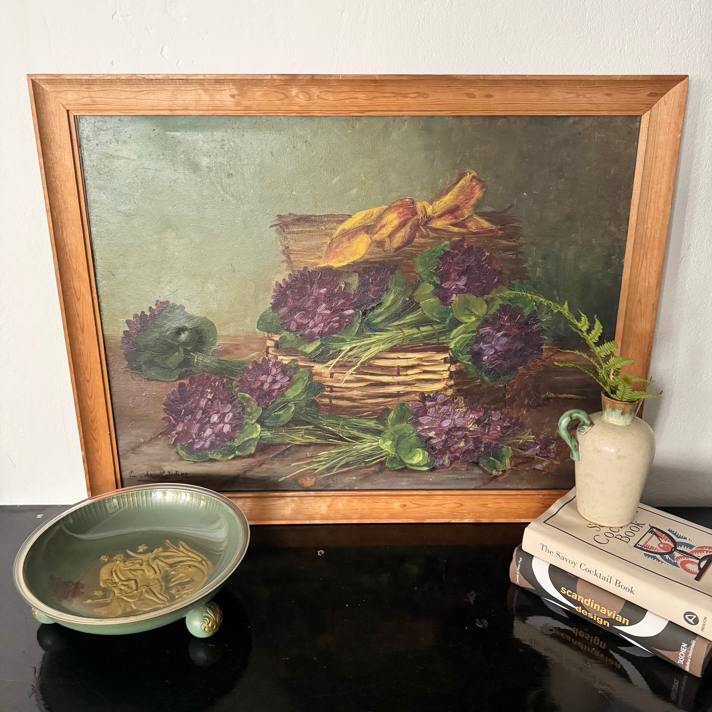 Penier Fleuri. Antique French Oil Painting.