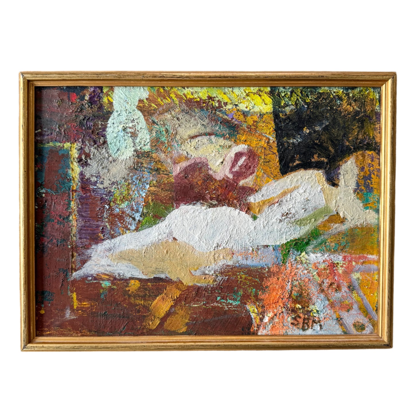 Modell Parrafras. Vintage Swedish Abstract Oil Painting.