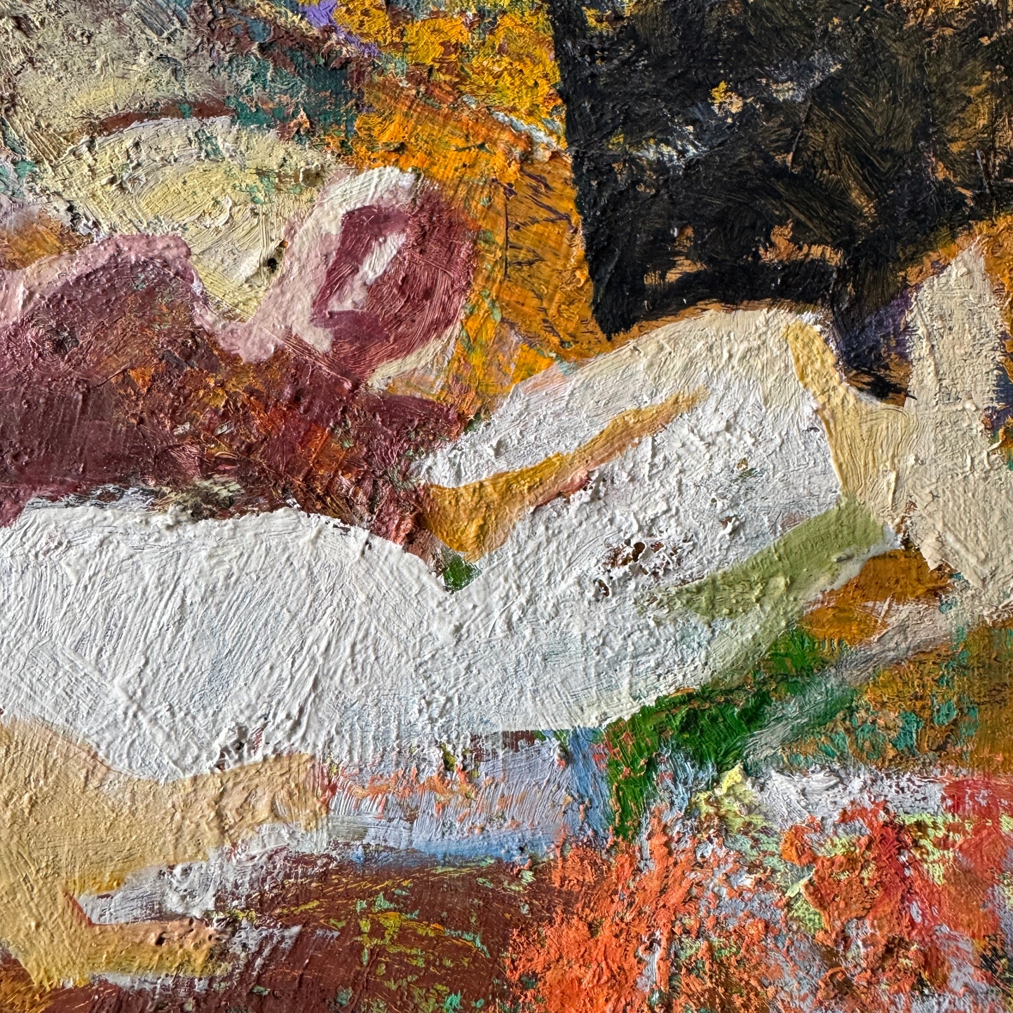 Modell Parrafras. Vintage Swedish Abstract Oil Painting.