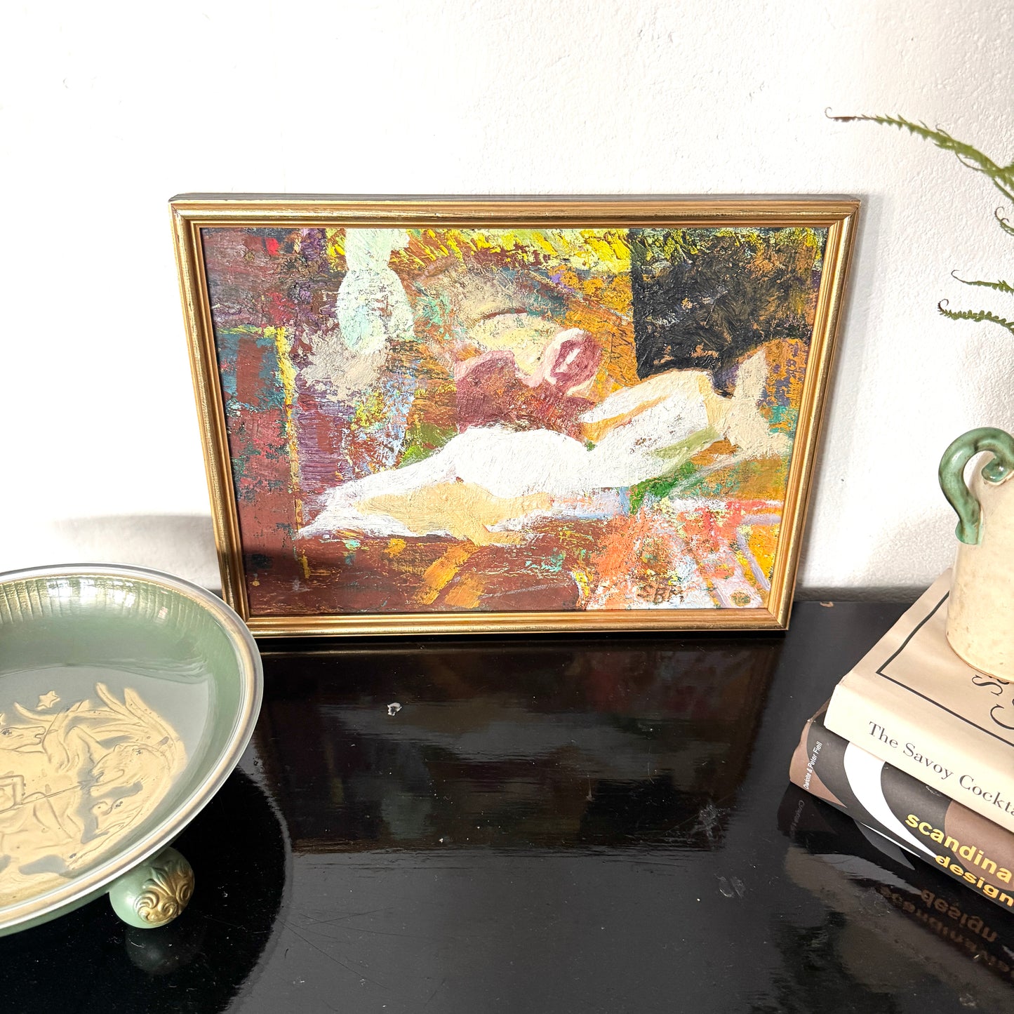 Modell Parrafras. Vintage Swedish Abstract Oil Painting.