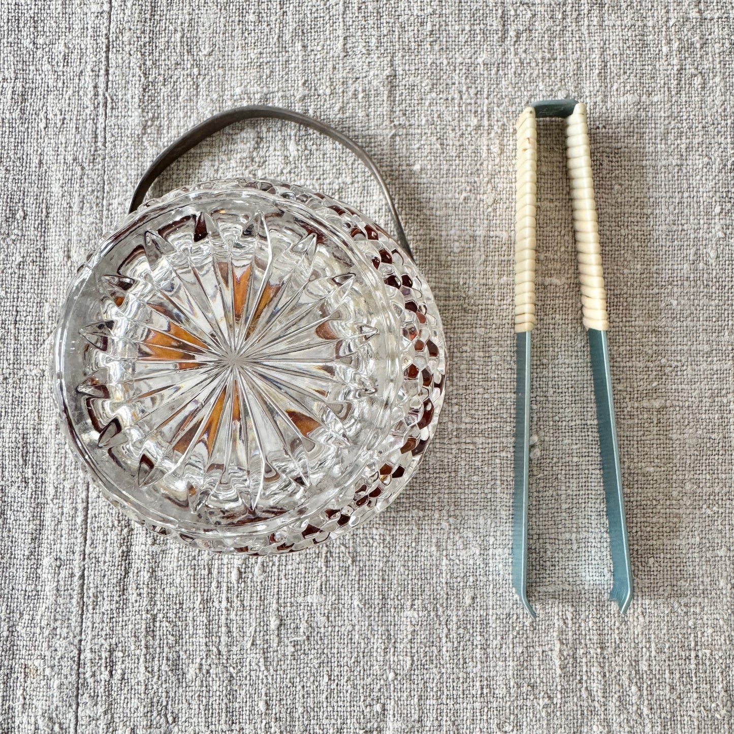 Germany ca 1950s. Vintage Bleikristall Ice Bucket + Ice Tong