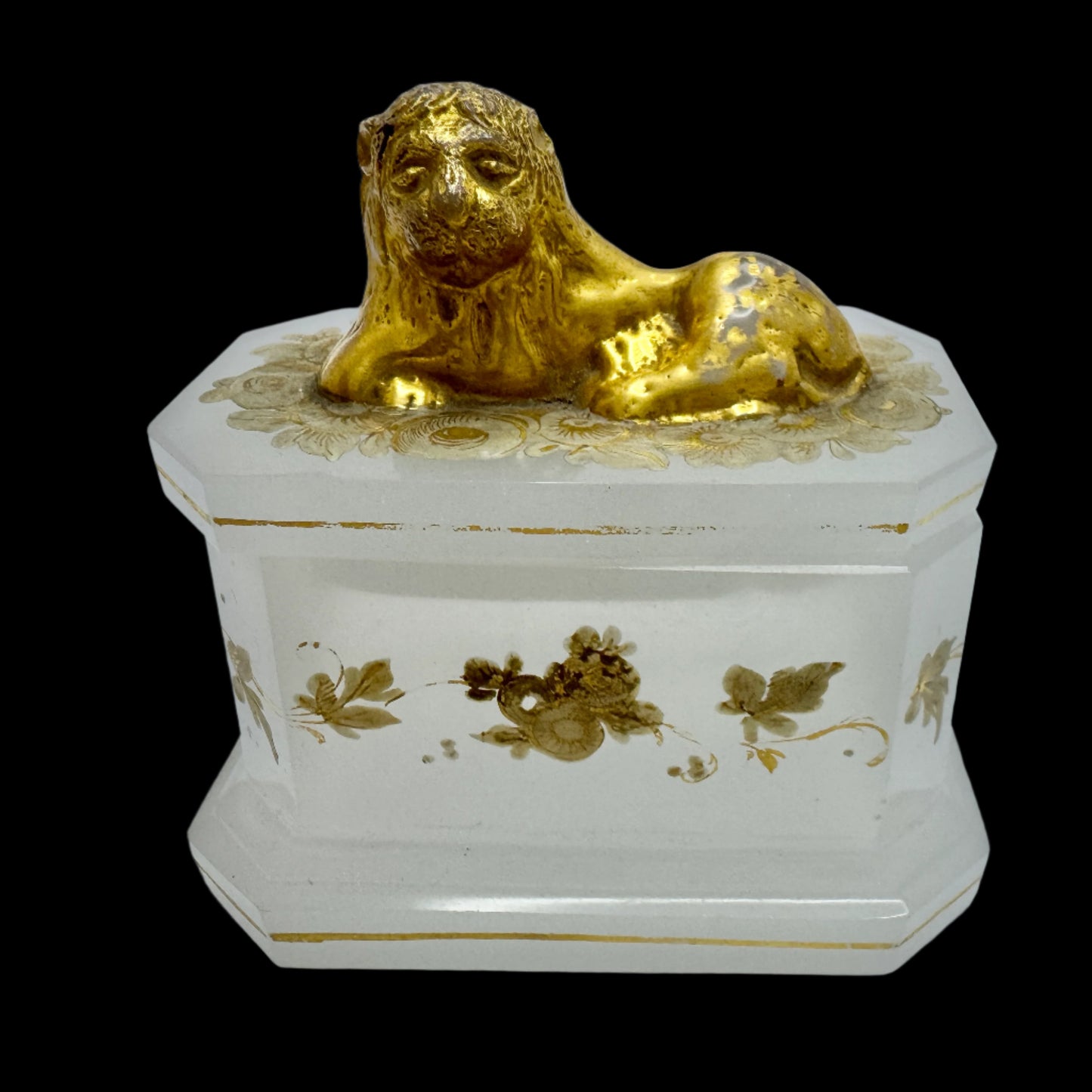 Antique Victorian Gilded Opaline Trinket Box, likely France.