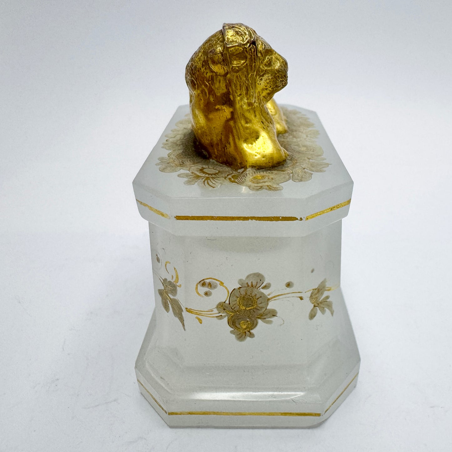 Antique Victorian Gilded Opaline Trinket Box, likely France.