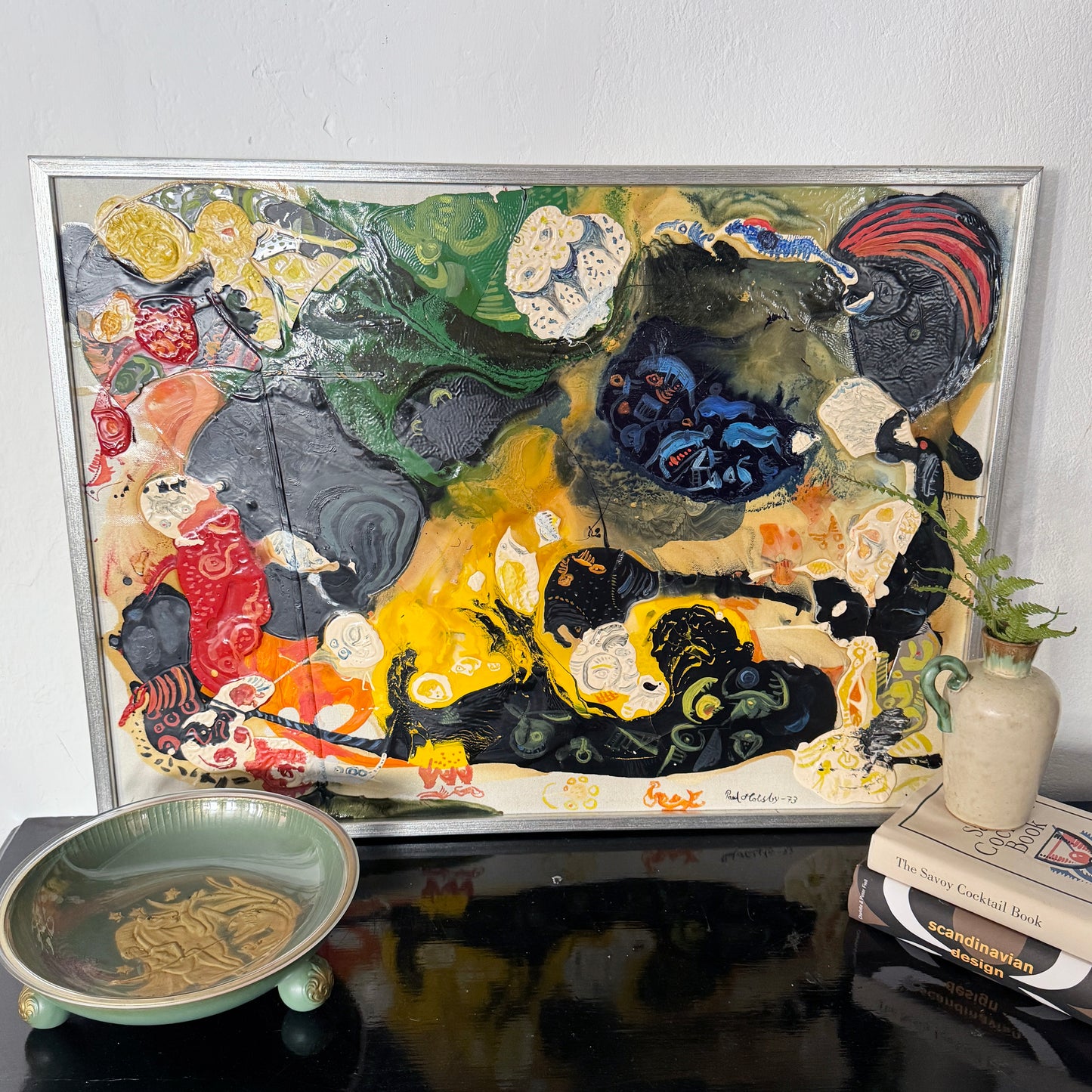 The Land of the Rainforest Trees. Vintage Swedish Mixed Media Painting by Paul Holsby