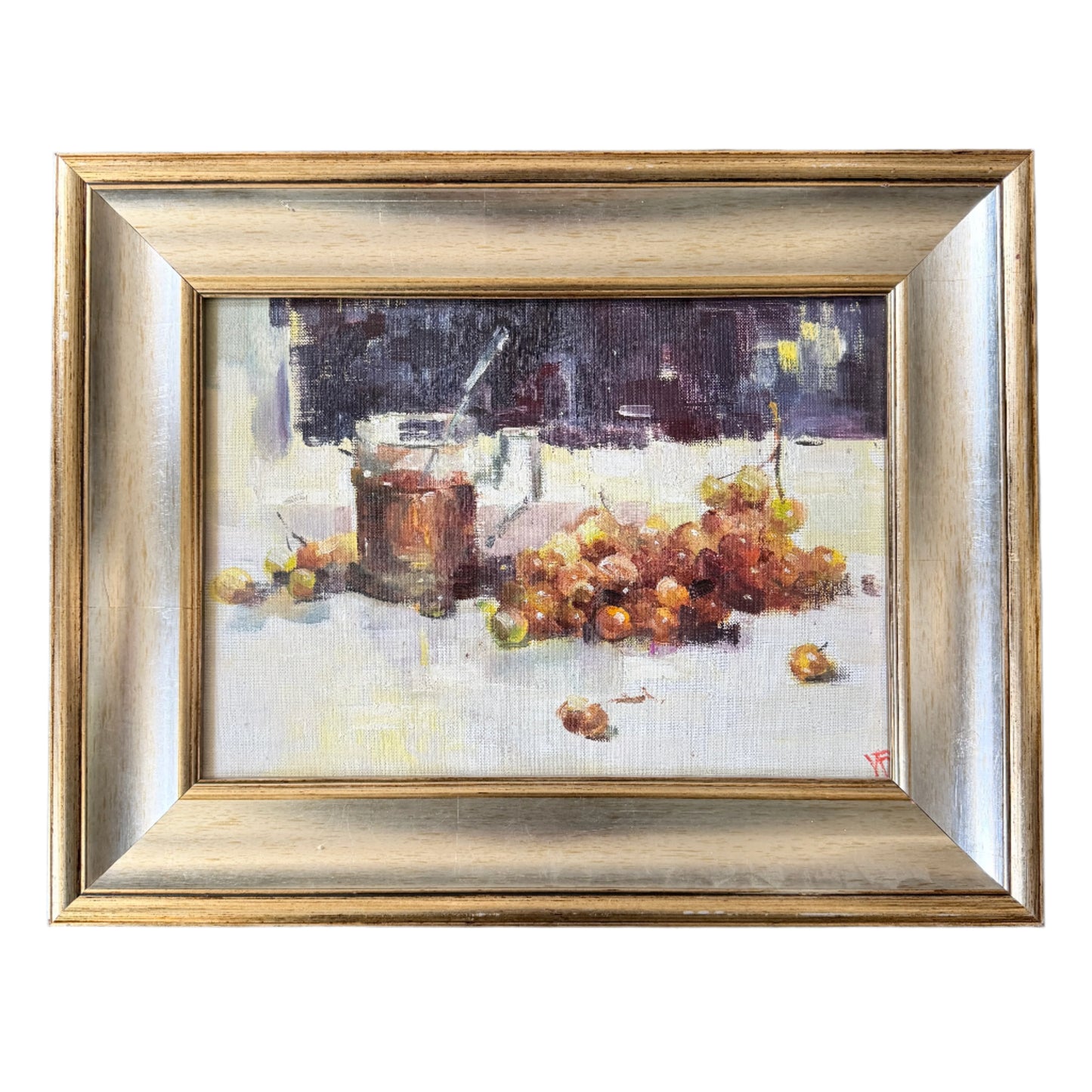 Grapes and Gentle Shadows. Vintage Scandinavian Still Life Painting