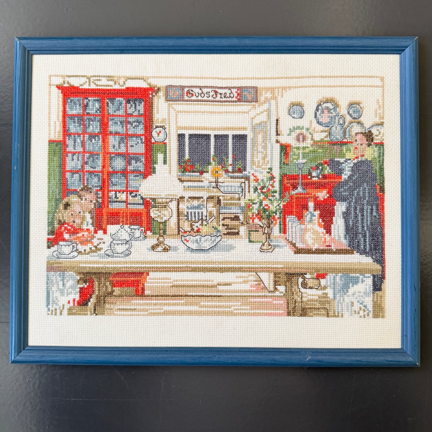 Embroidered Wall Art Picture. Carl Larsson Motif, Sweden. Vintage.