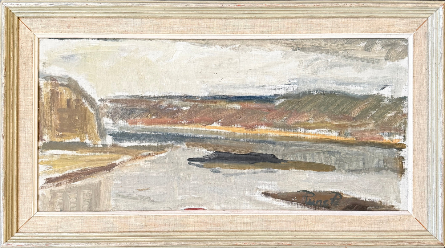 Northern Flow, 1956. Vintage Swedish Oil Painting.