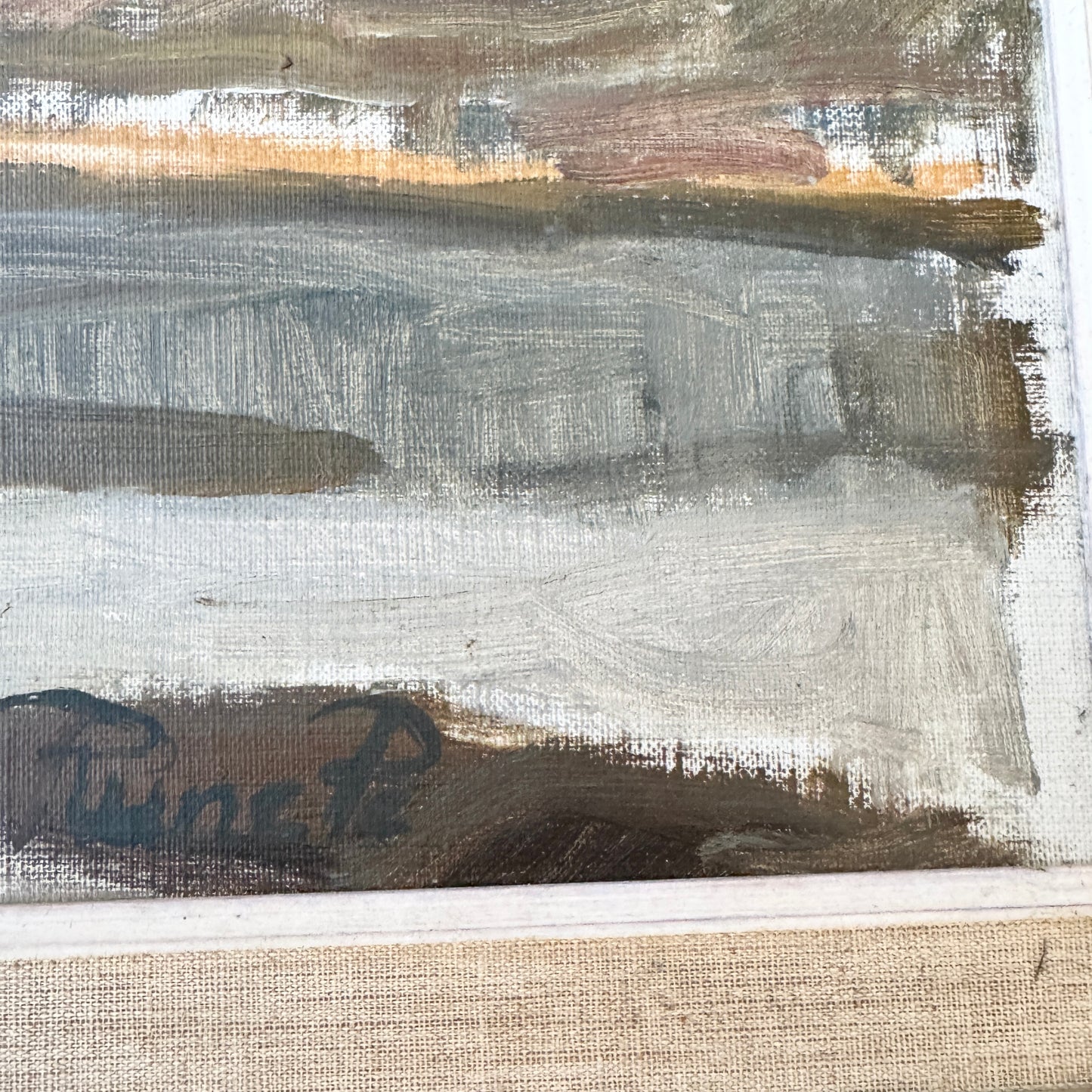 Northern Flow, 1956. Vintage Swedish Oil Painting.