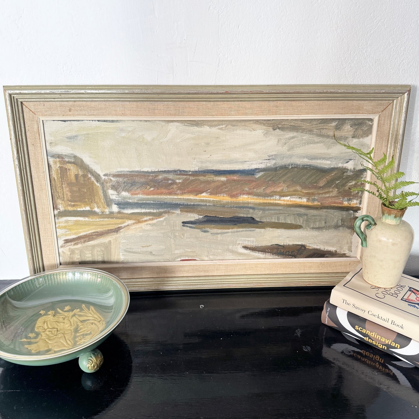 Northern Flow, 1956. Vintage Swedish Oil Painting.