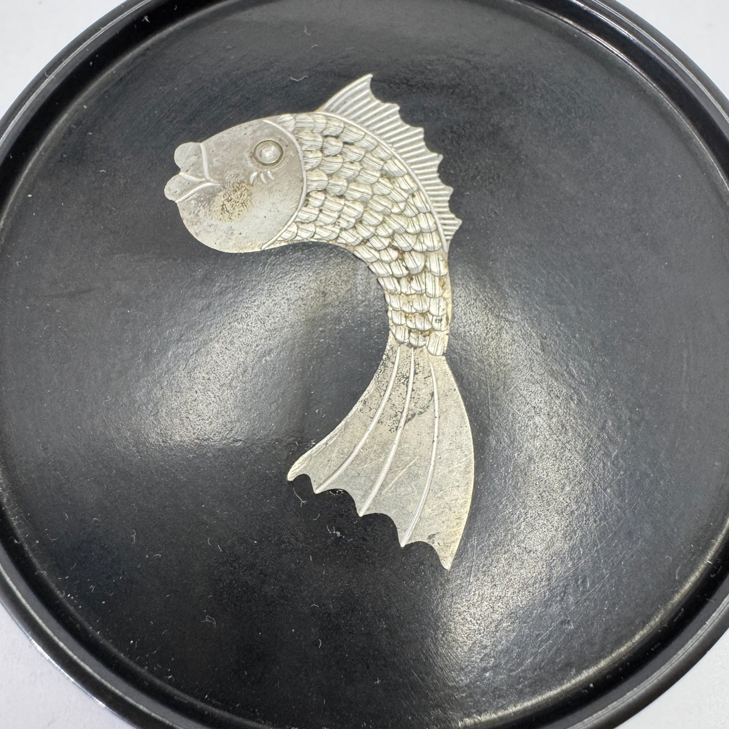 Wittsjö, Sweden. Vintage Bakelite Pewter Inlay Coasters.