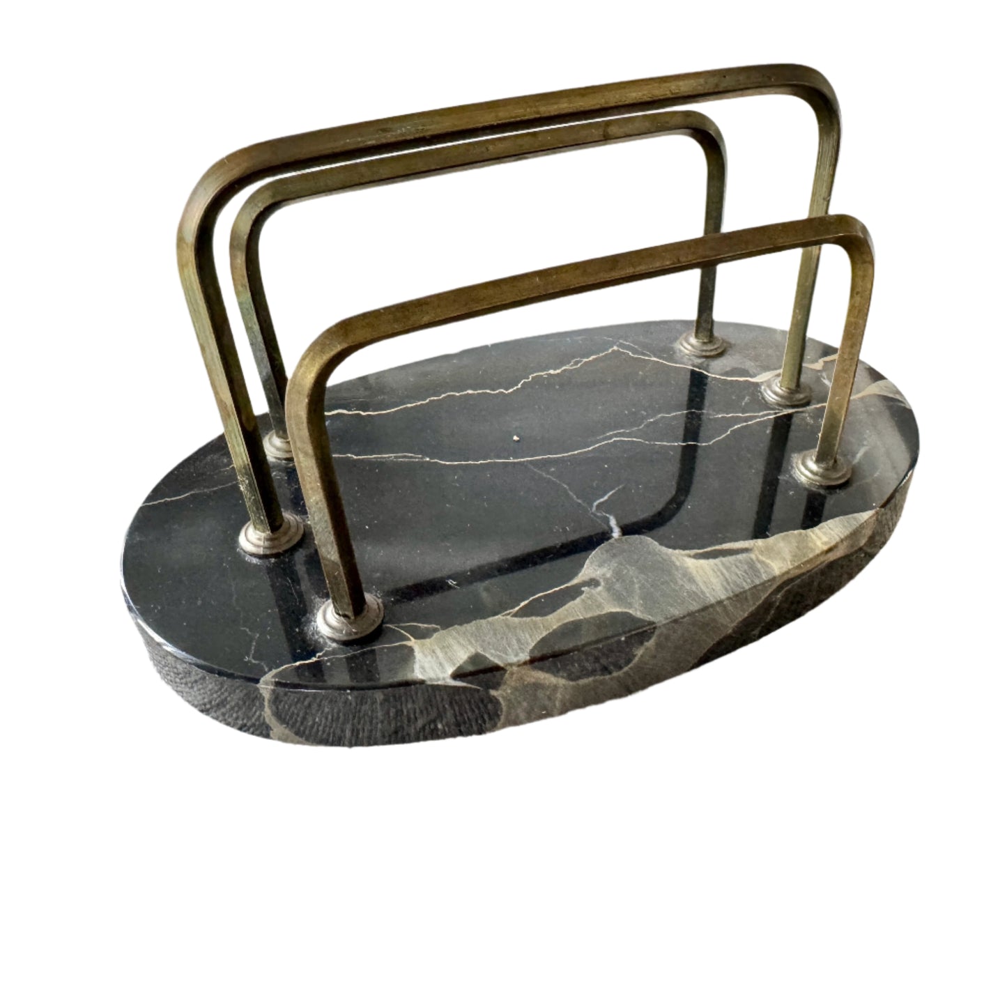 Vintage Mid-century Marble Brass Letter Stand.