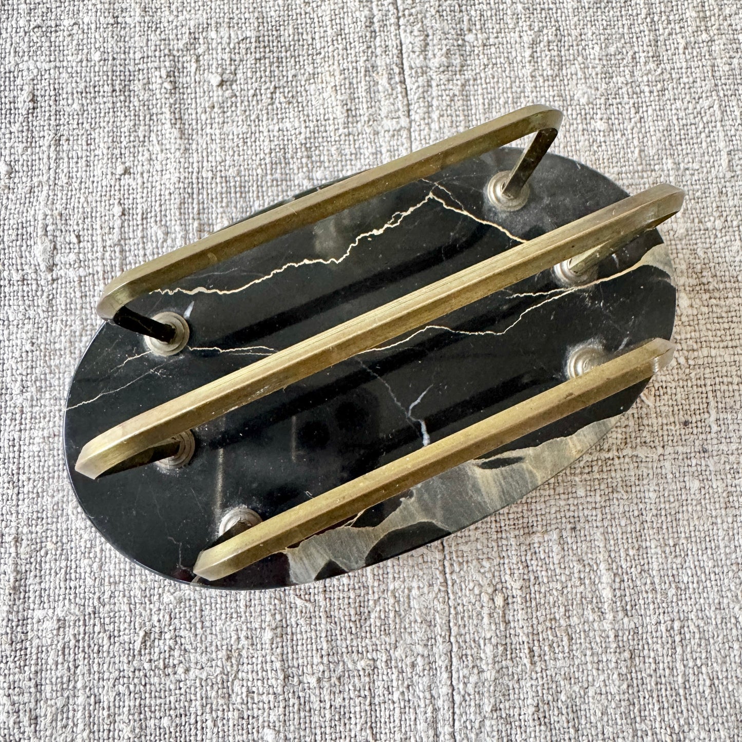 Vintage Mid-century Marble Brass Letter Stand.