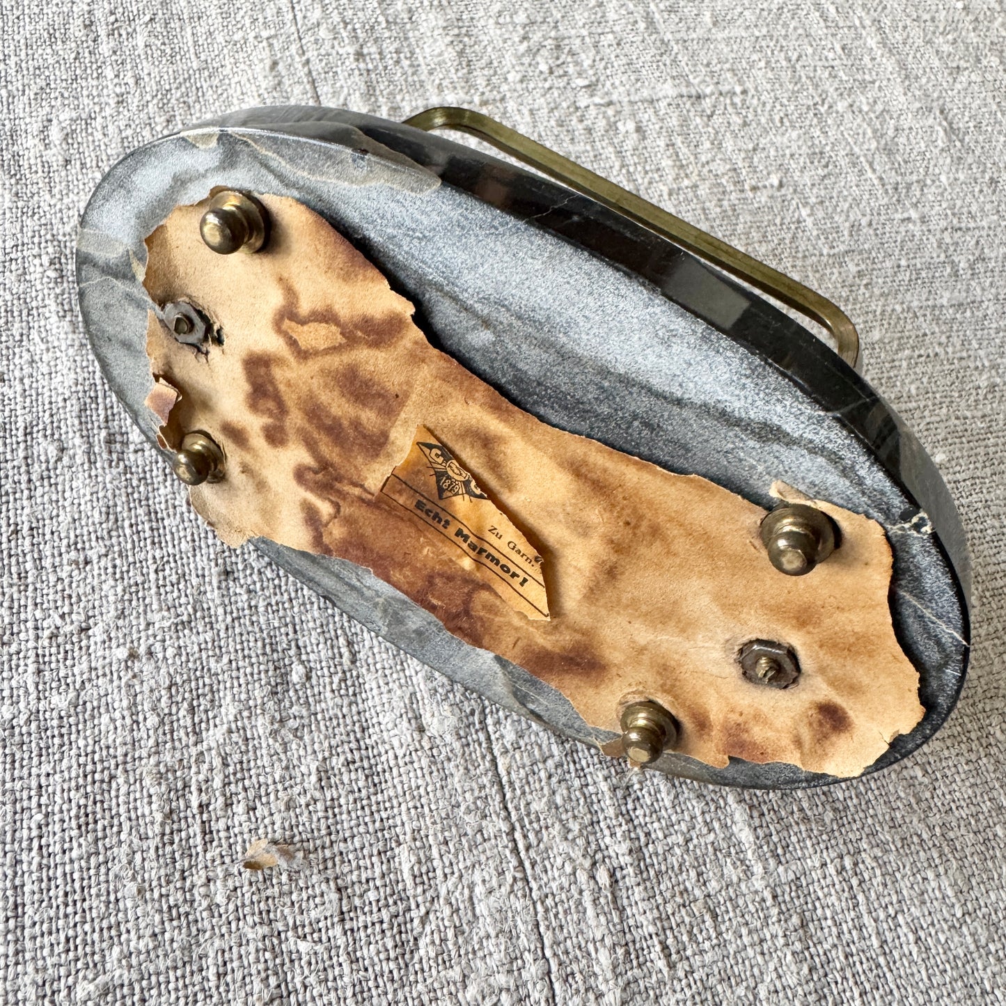 Vintage Mid-century Marble Brass Letter Stand.