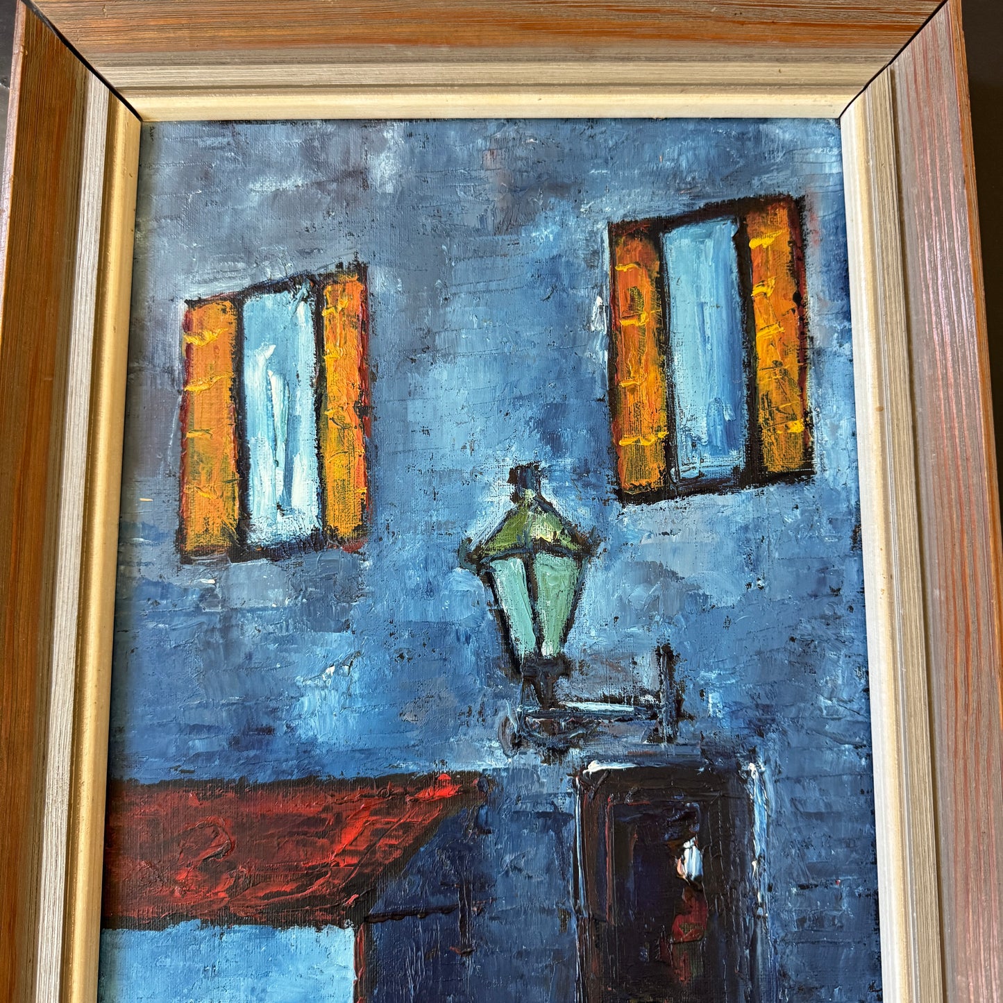 Streetlight Stories. Vintage Swedish Oil Painting.