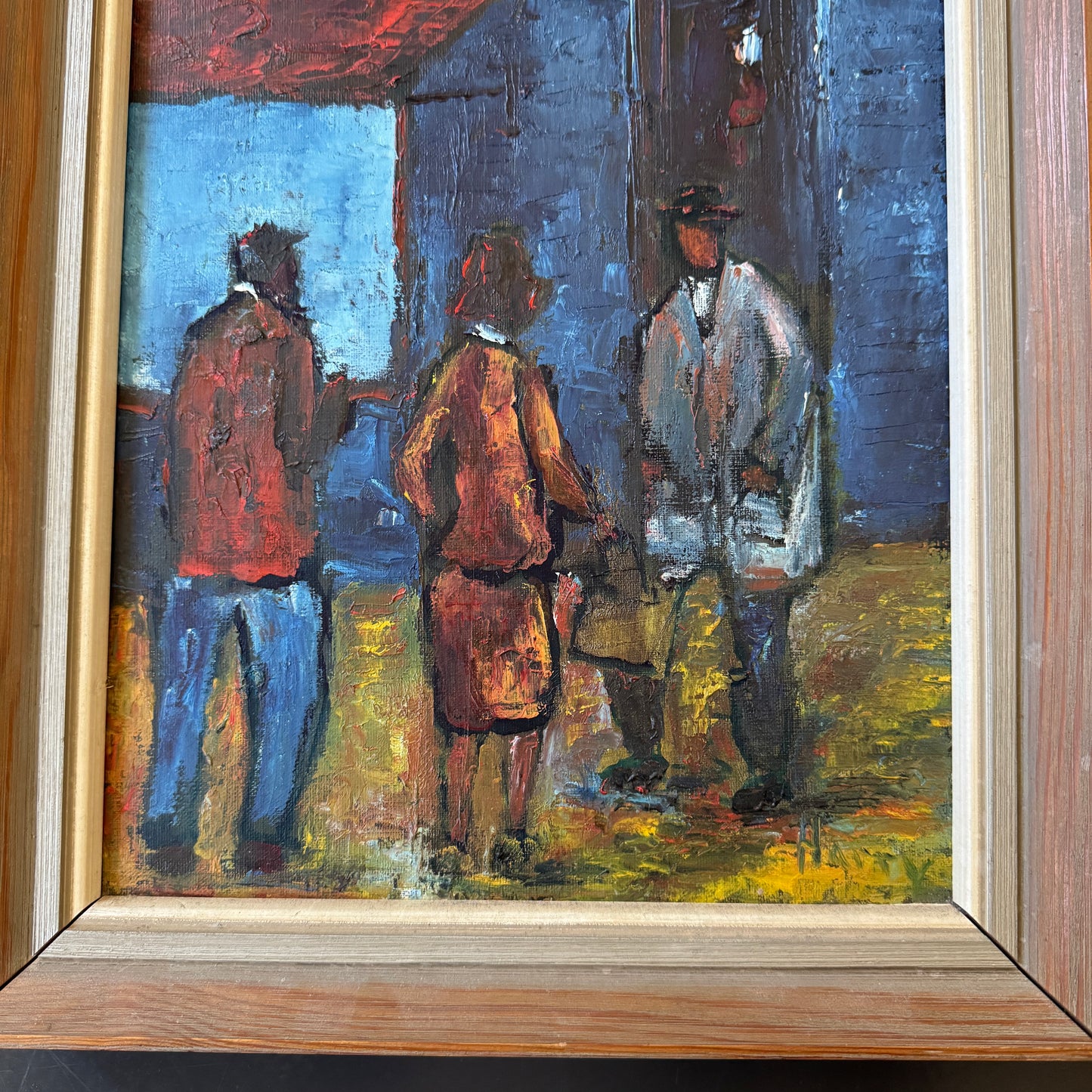 Streetlight Stories. Vintage Swedish Oil Painting.
