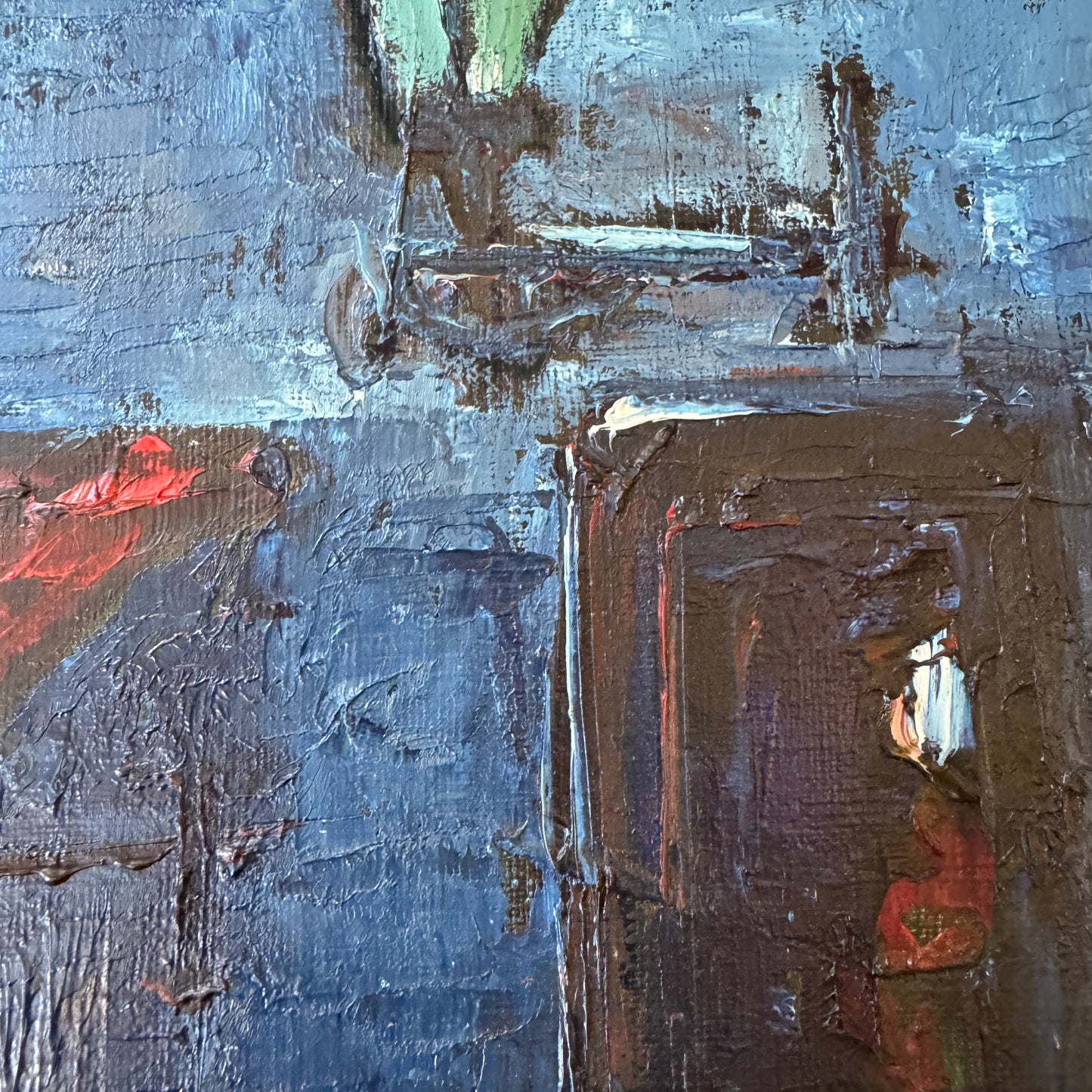 Streetlight Stories. Vintage Swedish Oil Painting.