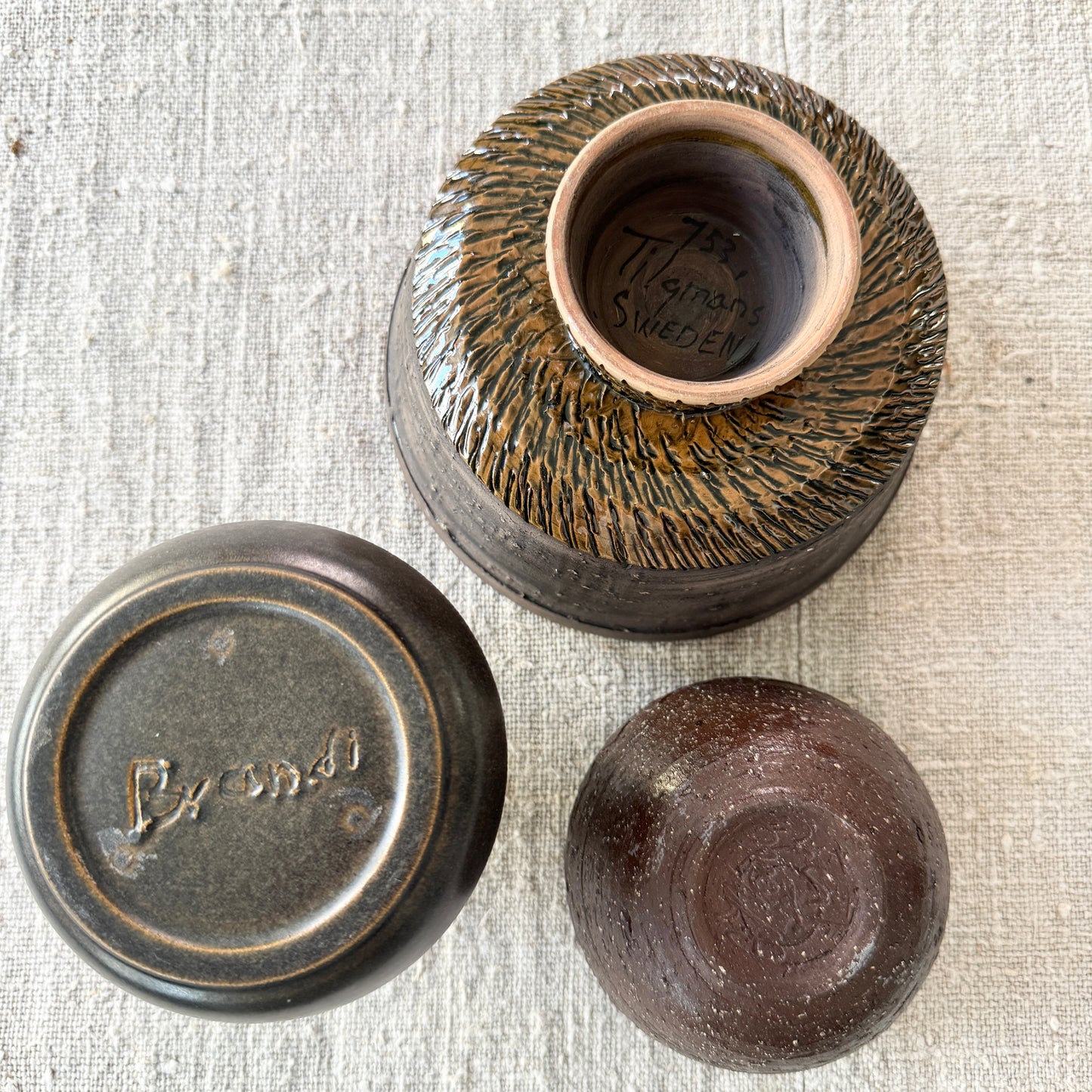 Rustic Scandinavian 1960-70s Brown Designer Ceramics.