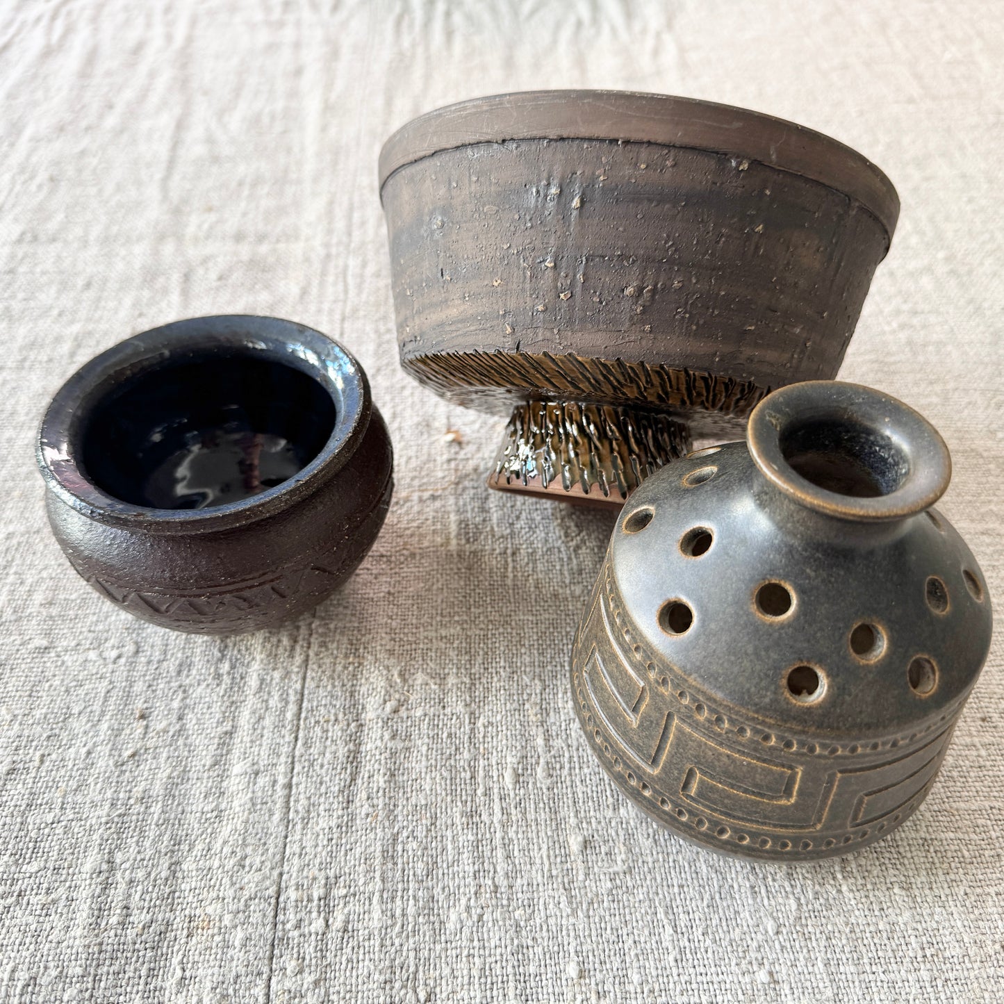 Rustic Scandinavian 1960-70s Brown Designer Ceramics.
